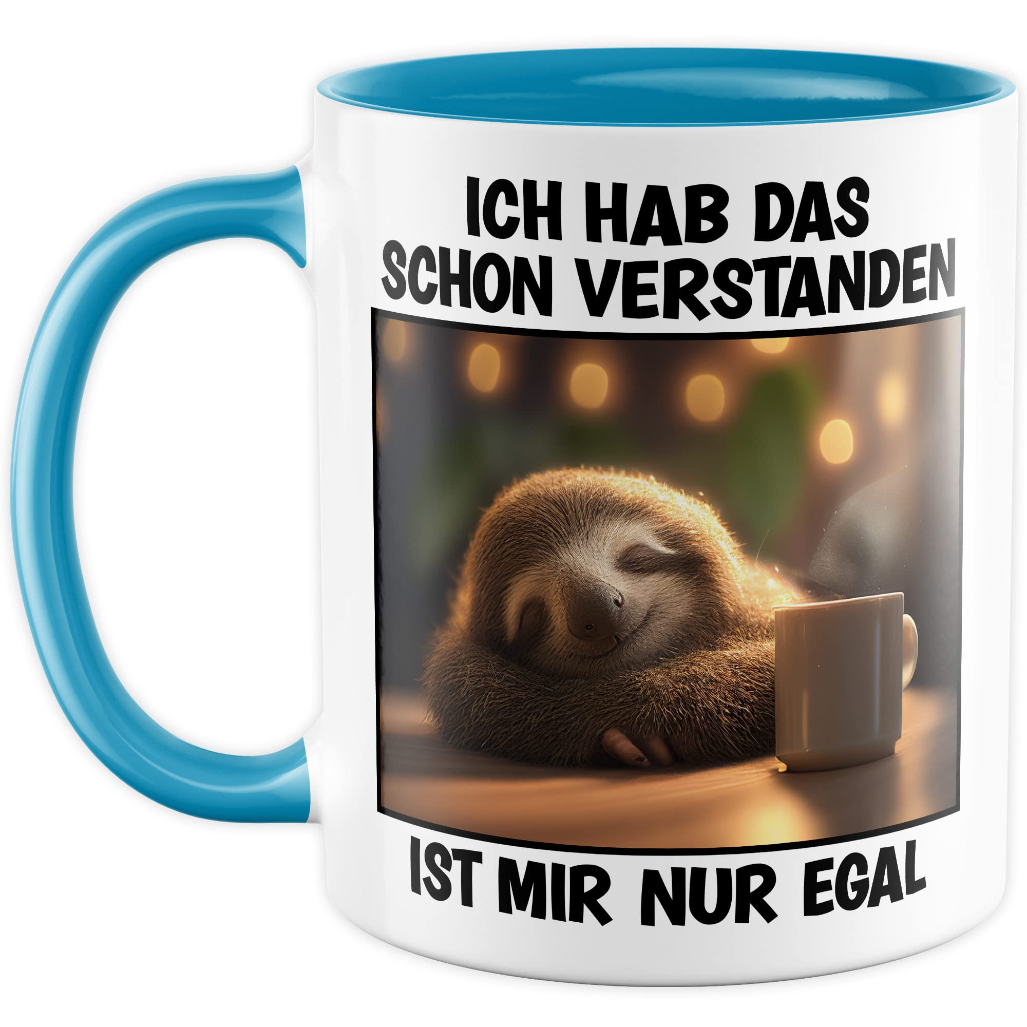 Faultier Tasse Ist mir Egal Geschenk Humor Kaffeetasse mit lustigen Spruch Büro Kaffeebecher Kollegin Geschenkidee Optimisten Teetasse