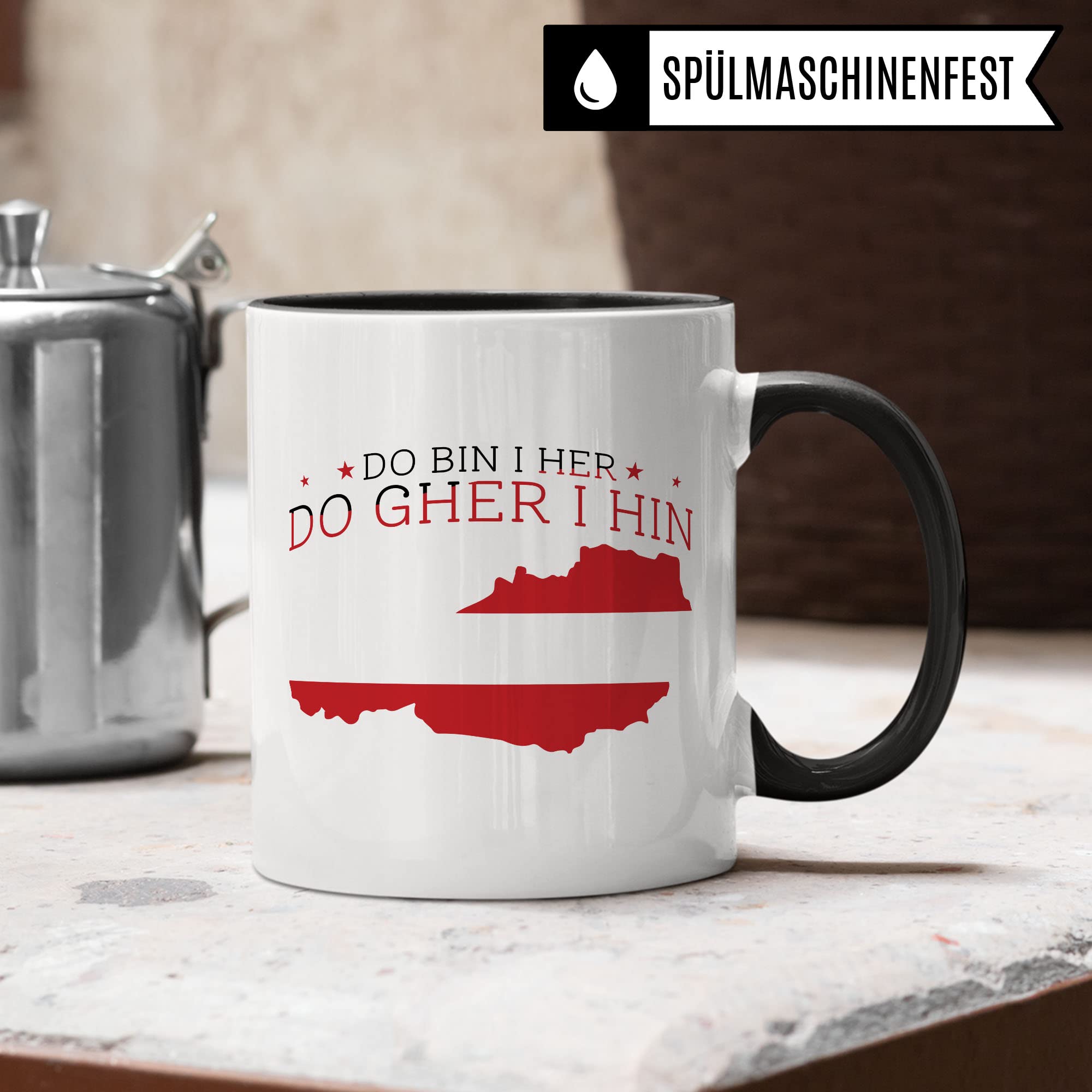 Österreich Tasse Geschenkidee Austria Kakaotasse Humor Witz Geschenk für Österreicher Österreicherin Kaffeetasse Heimat Kakaobecher