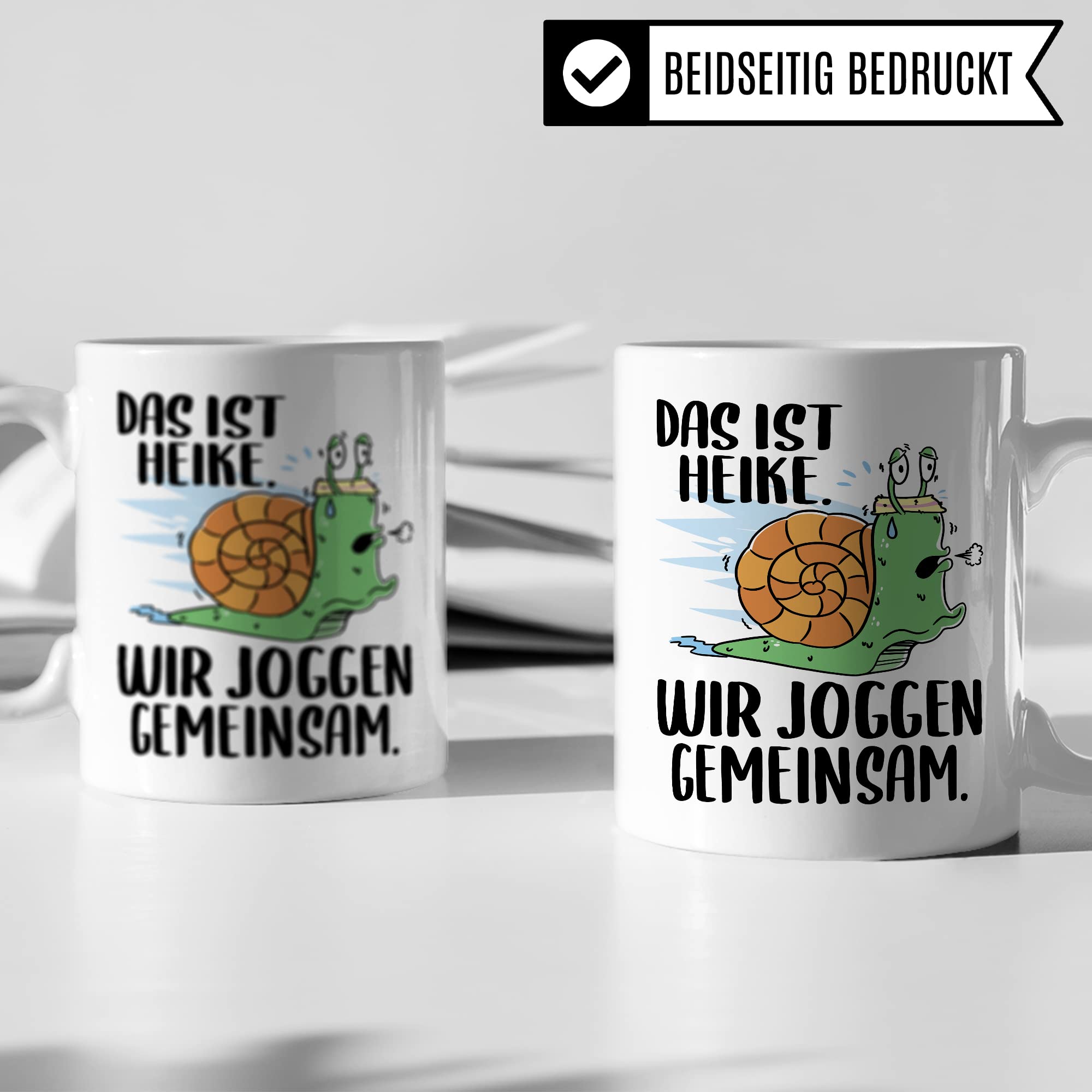 lustige Tasse Humorvolle Kaffeetasse mit Spruch Kaffee-Becher Witz Schnecke Joggen Spruch Geschenk-Idee Das ist Heike