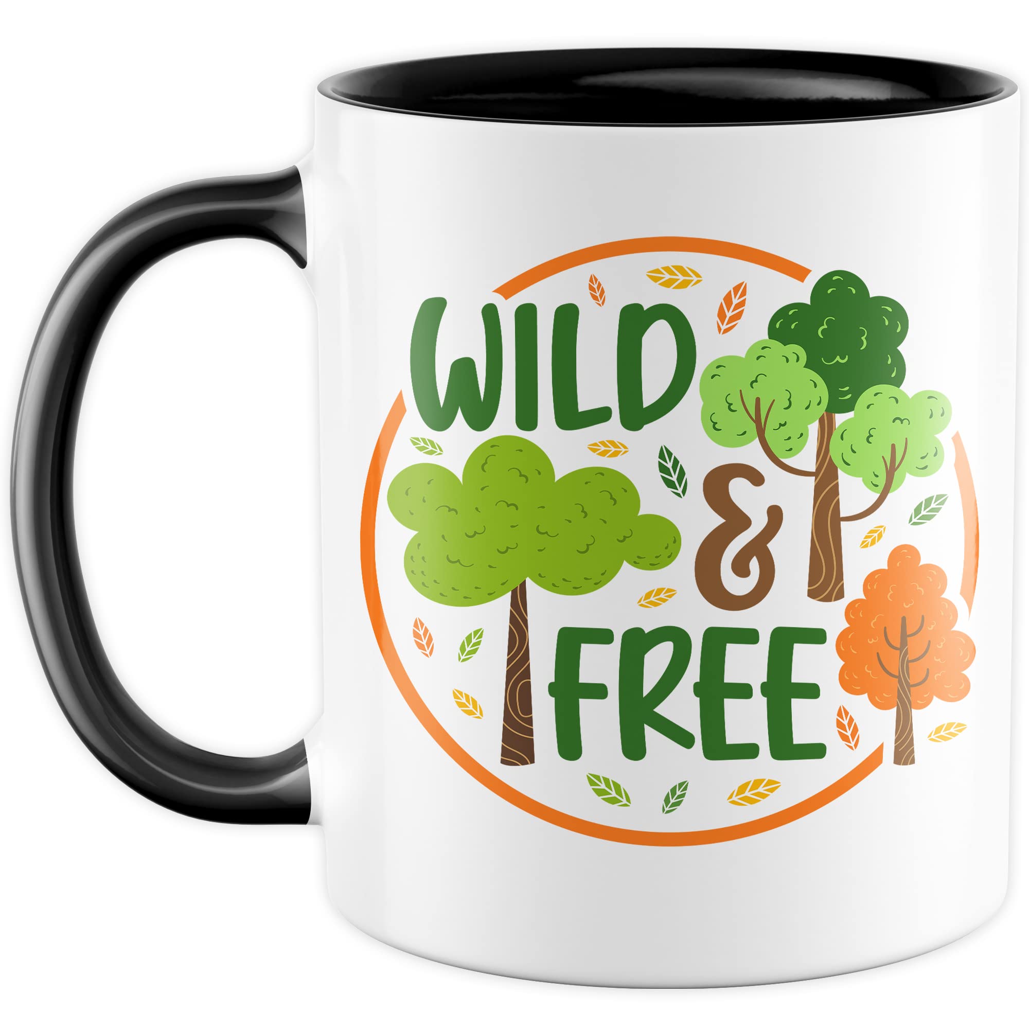 Wild & Free Becher Tasse Wohnmobil Wohnwagen Kaffeetasse Camping Geschenk Camper Kaffee-Becher Geschenkidee Outdoorfans Camperin Zelten Abenteuer Reisen Spruch Campingurlaub