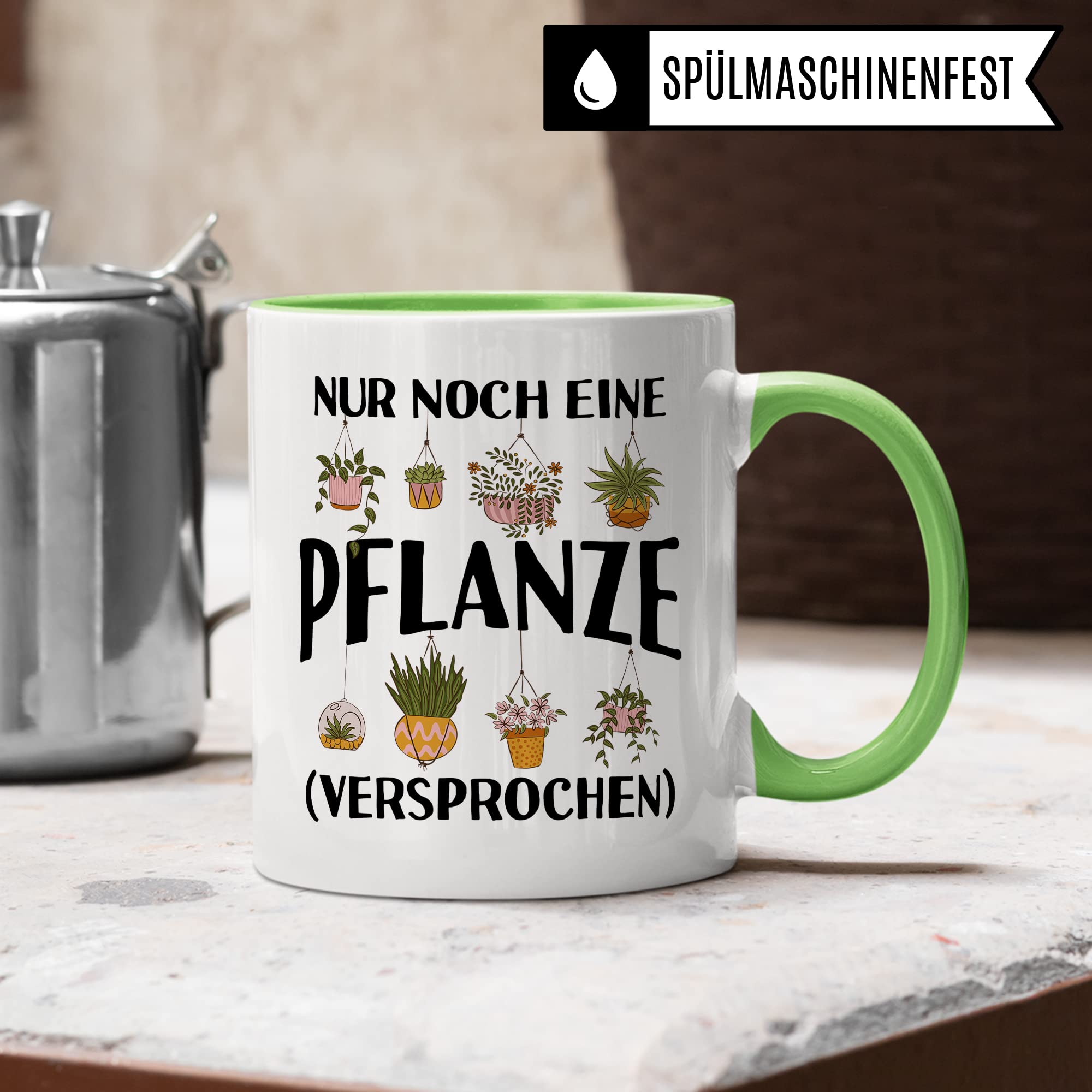 Tasse Garten-liebhaber, Nur noch eine Pflanze versprochen Spruch, Geschenk Garten-Motiv Kaffeetasse Hobby-Gärtner Hobby-Gärtnerin, Pflanzen-Motiv Pflanzenliebhaber Plants grüner Daumen Tassen