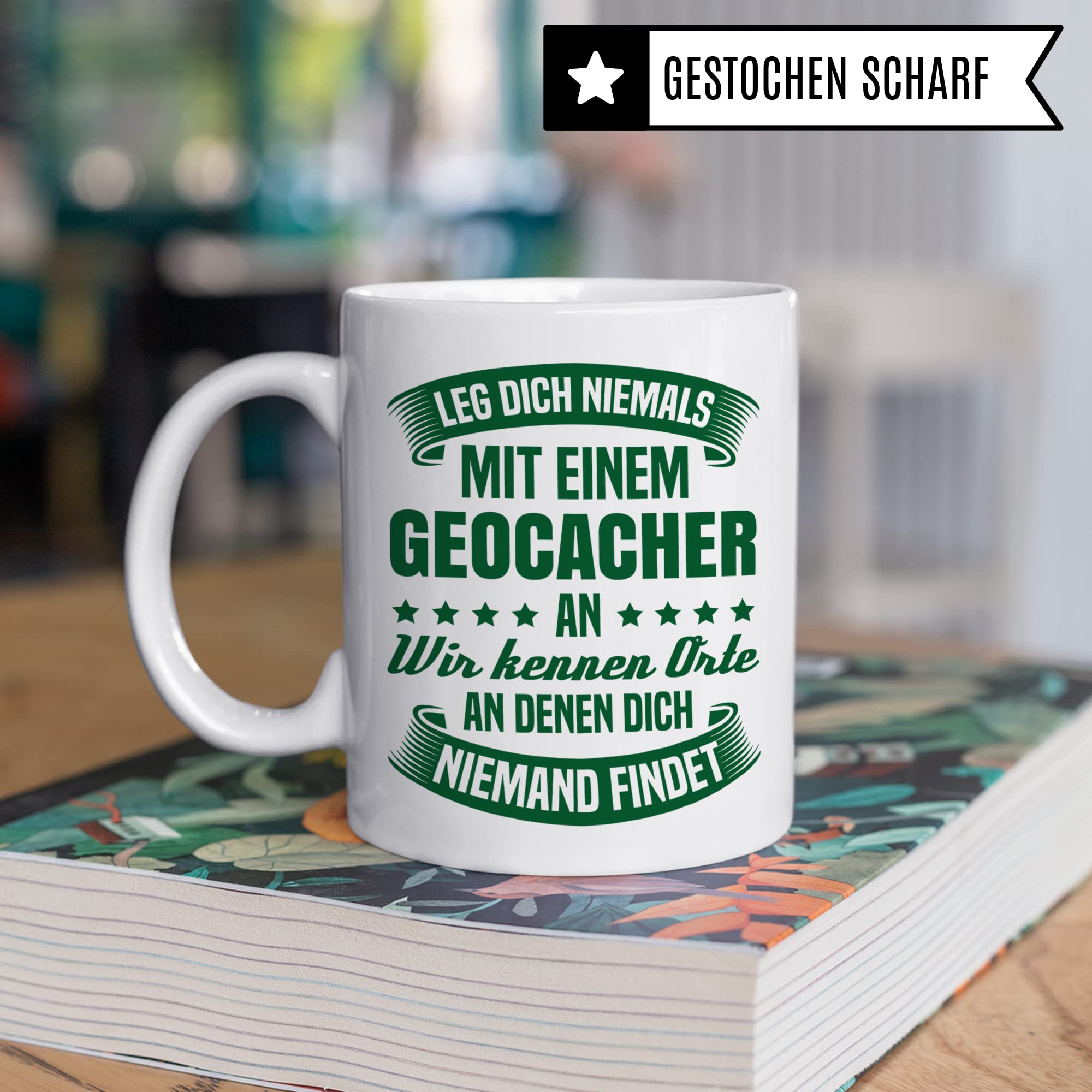 Geocacher Tasse, Geocaching Geschenk Cacher Kaffeebecher Kaffeetasse Humor Witz Geschenkidee für Geocaches Gps Becher