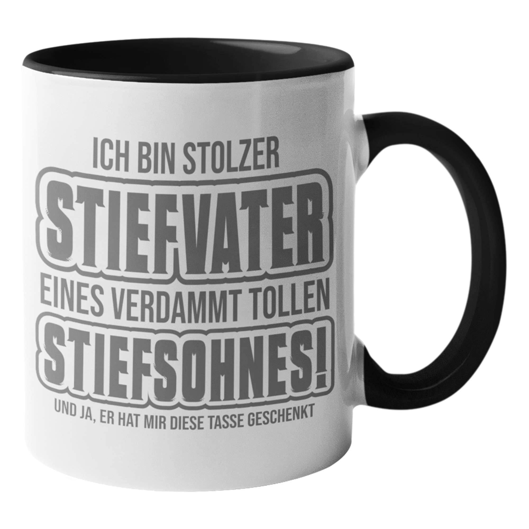 Tasse Stiefvater Stiefsohn, Bonus Papa Kaffeetasse Geschenk Spruch, Bonuspapa Stief Vater Sohn Geschenkidee Kaffeebecher