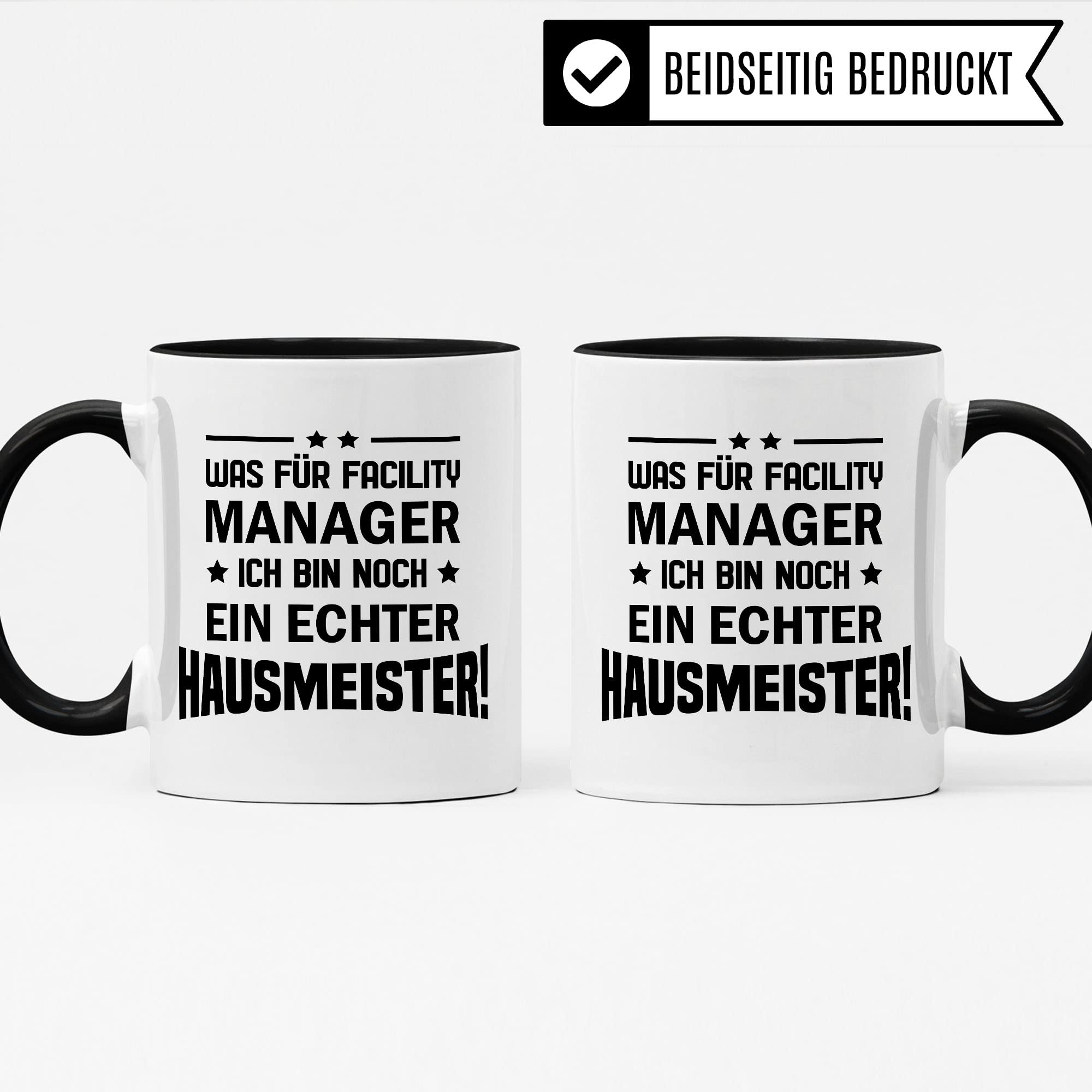 Hausmeister Tasse Geschenkidee Kaffeetasse Humor Witz Geschenk für Facility Manager Kaffeebecher Gebäudewartung Becher