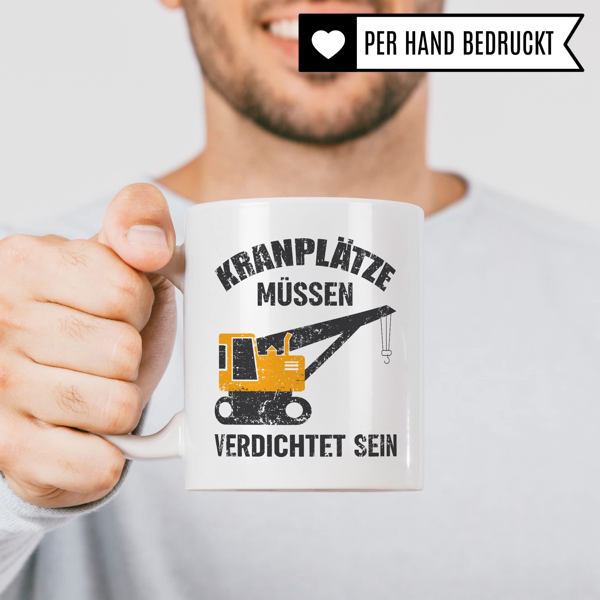 Baustellen Tasse, Bauarbeiter Spruch lustig, Männer Kaffeetasse Geschenkidee, Kranfahrer Kaffeebecher, Bagger Becher, Humor Witz Geschenk für Baustelle