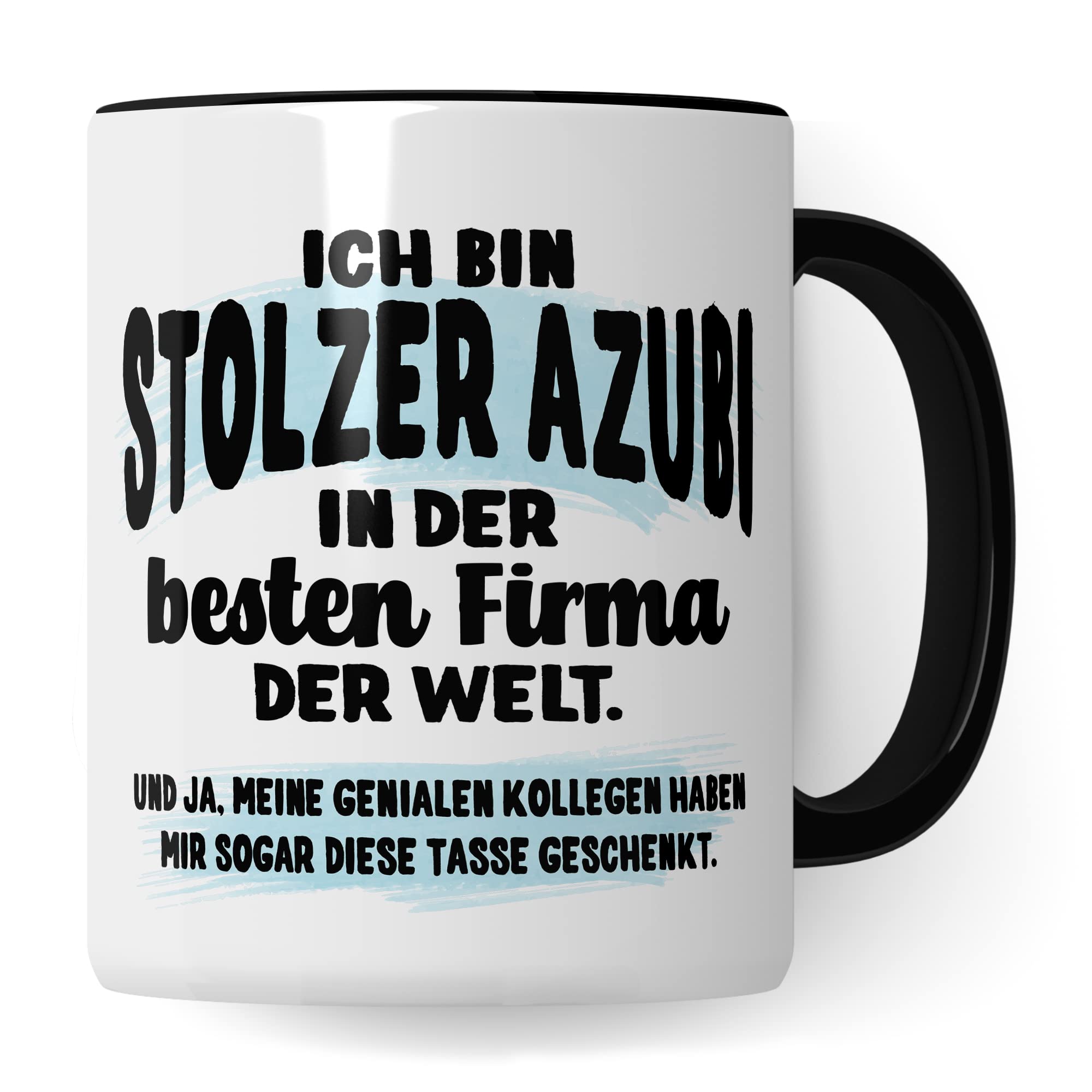 Stolzer Azubi Tasse Kaffeetassen Azubi Ausbildung Kaffee-Becher Lehrling Ausbildung Beste Firma Spruch Becher Geschenkidee Azubi-Geschenk Auszubildender lustig Witz Humor