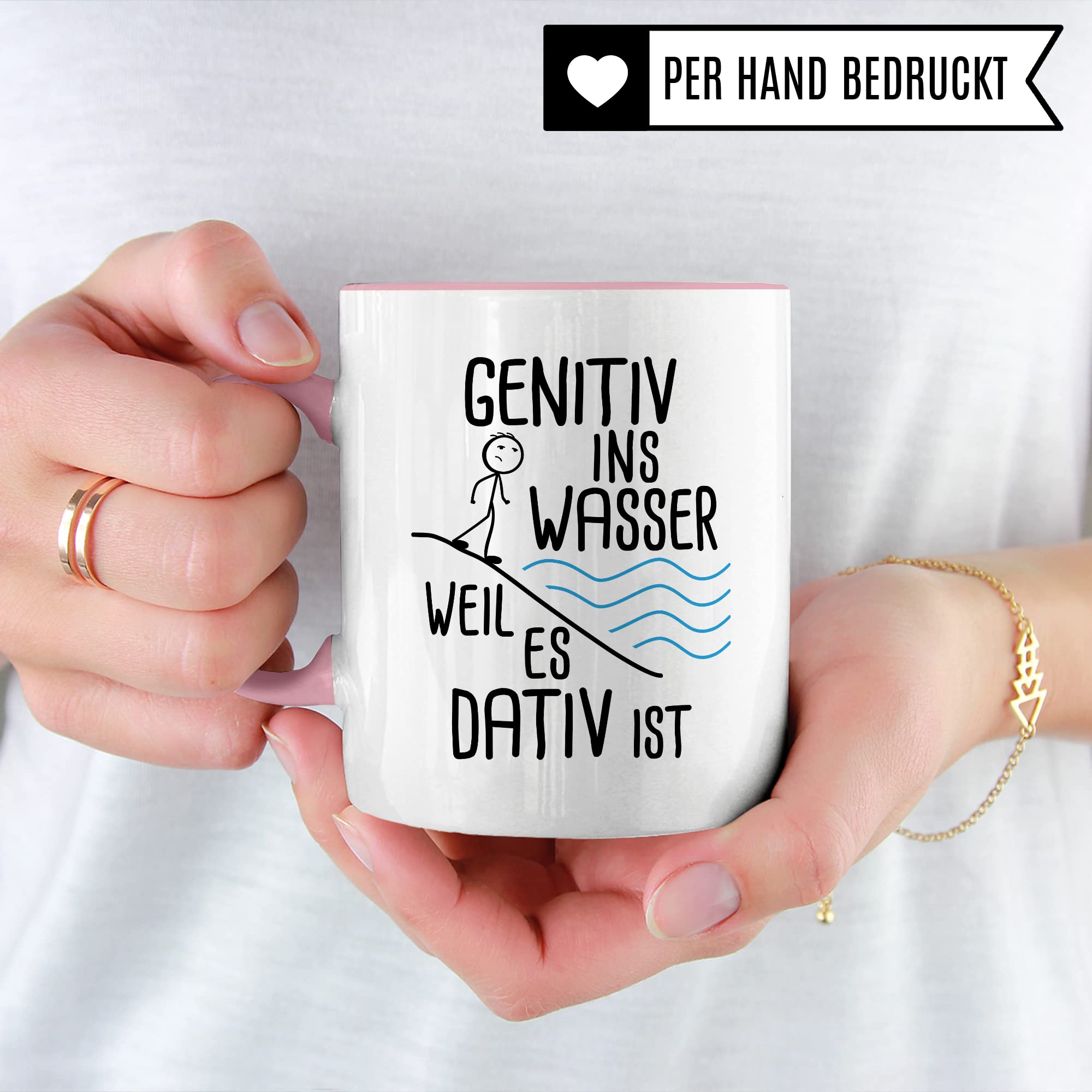 Grammatik Tasse, Genitiv ins Wasser weil es Dativ ist Geschenk Kaffee-Becher Geschenkidee Lehrer Tasse mit Spruch lustig Grammatik Deutsch Dativ Genitiv Kaffeetasse Teetasse Germanist