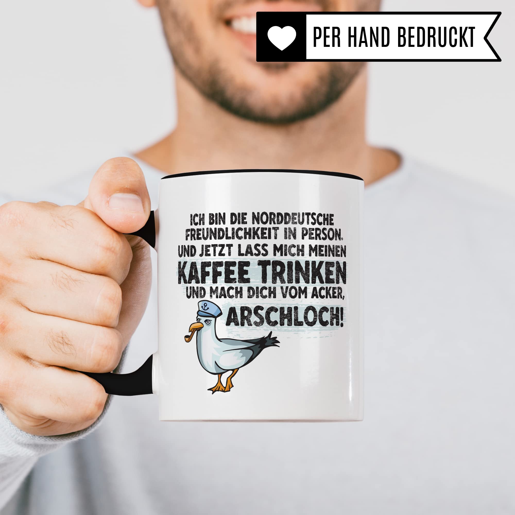 Moin Tasse Kaffee-Tasse Geschenkidee für Norddeutsche Norddeutschland Meer Nordsee Ostsee Kaffeebecher