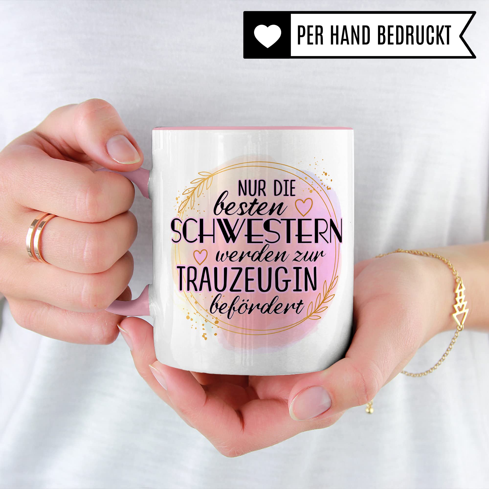 Trauzeugin fragen Tasse Nur die besten Freundinnen werden zur Trauzeugin befördert Spruch Geschenk Trauzeugin süßes Trauzeugin-Motiv schöne Geschenkidee Kaffeetasse Teebecher Hochzeit Kaffee-Becher