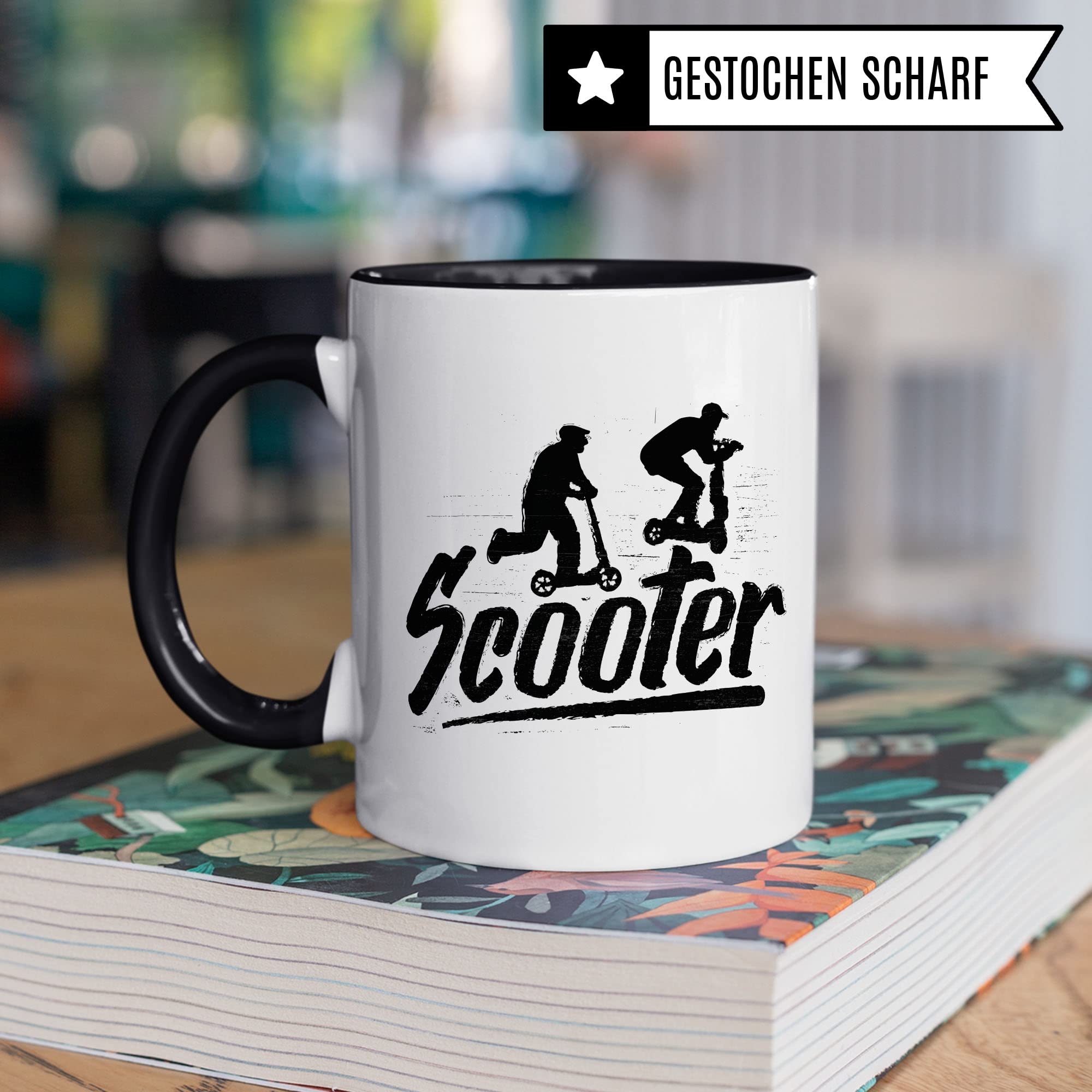 Scooter Tasse Geschenkidee Stuntscooter Kaffeetasse Geschenk für Scooterfahrer Kaffeebecher Roller Becher