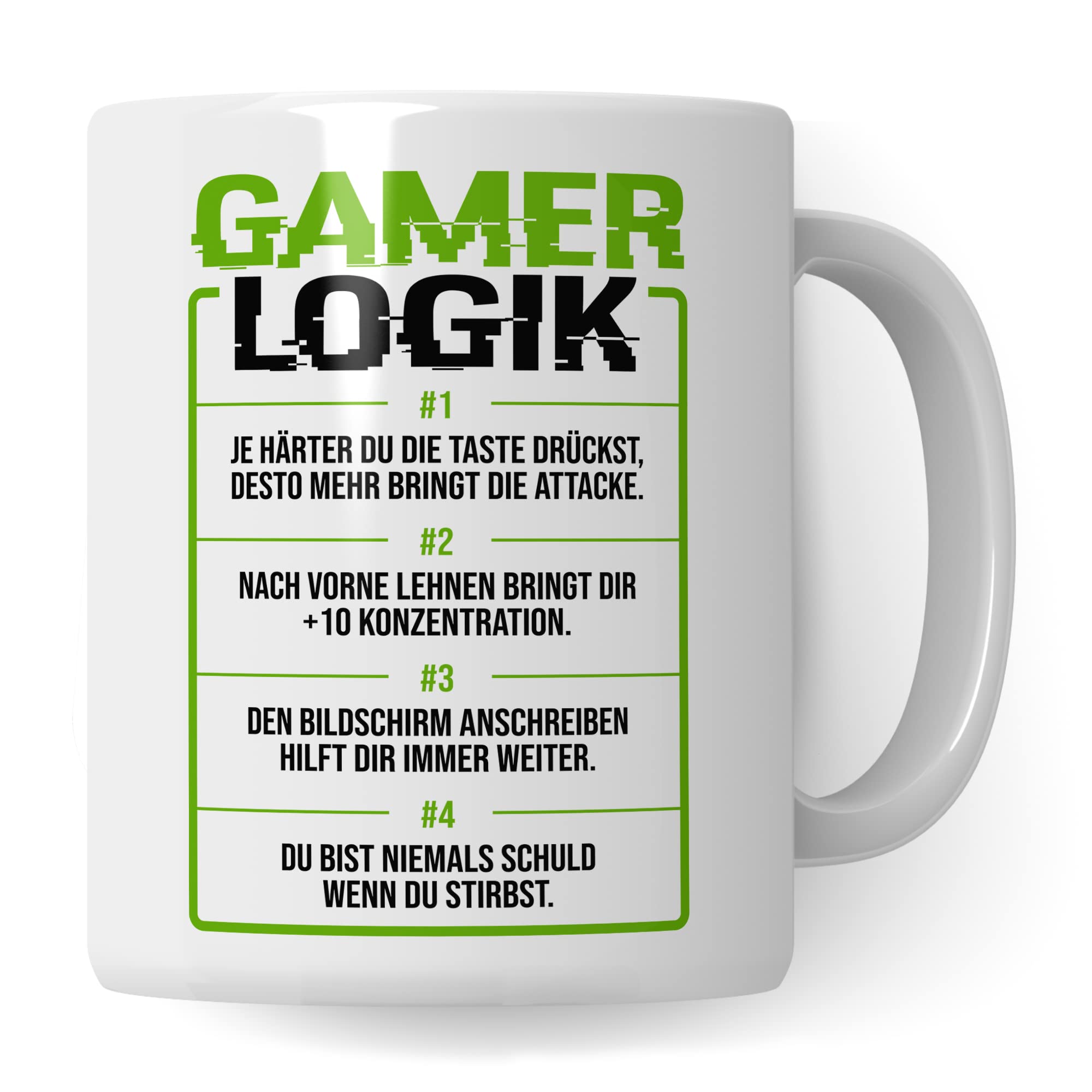 Geschenk Tasse Zocker, Gamer Logik Kaffeetasse für Computerspieler Kaffee-Becher Geschenkidee Teetasse mit Spurch lustig zocken Computer-Spiele Nerd Gaming