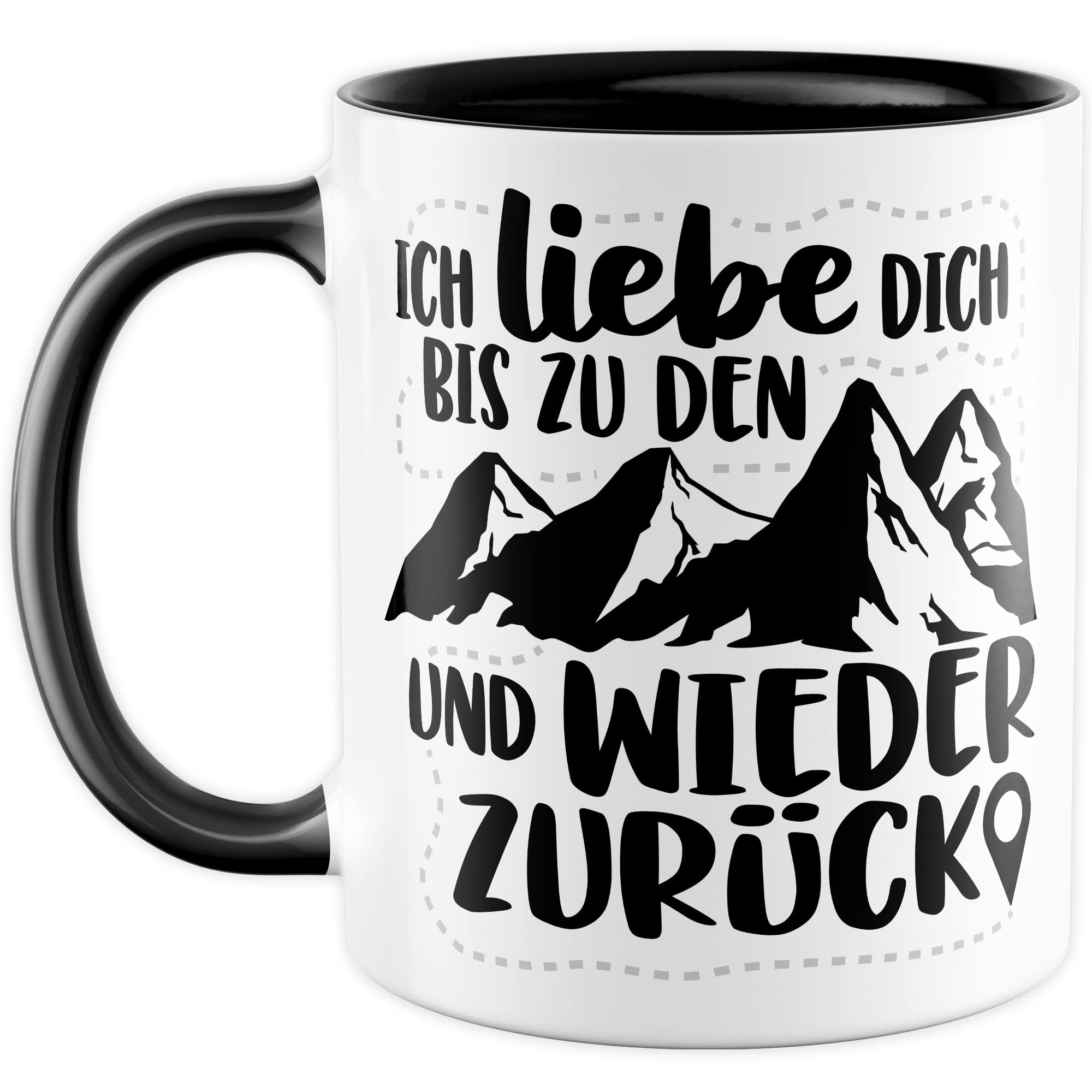 Berge Tasse Liebe Geschenk, Ich liebe dich bis zu den Bergen und zurück Geschenkidee Bergsteiger Kaffeetasse mit Spruch Kaffee-Becher Bergsteigen Wandern Natur