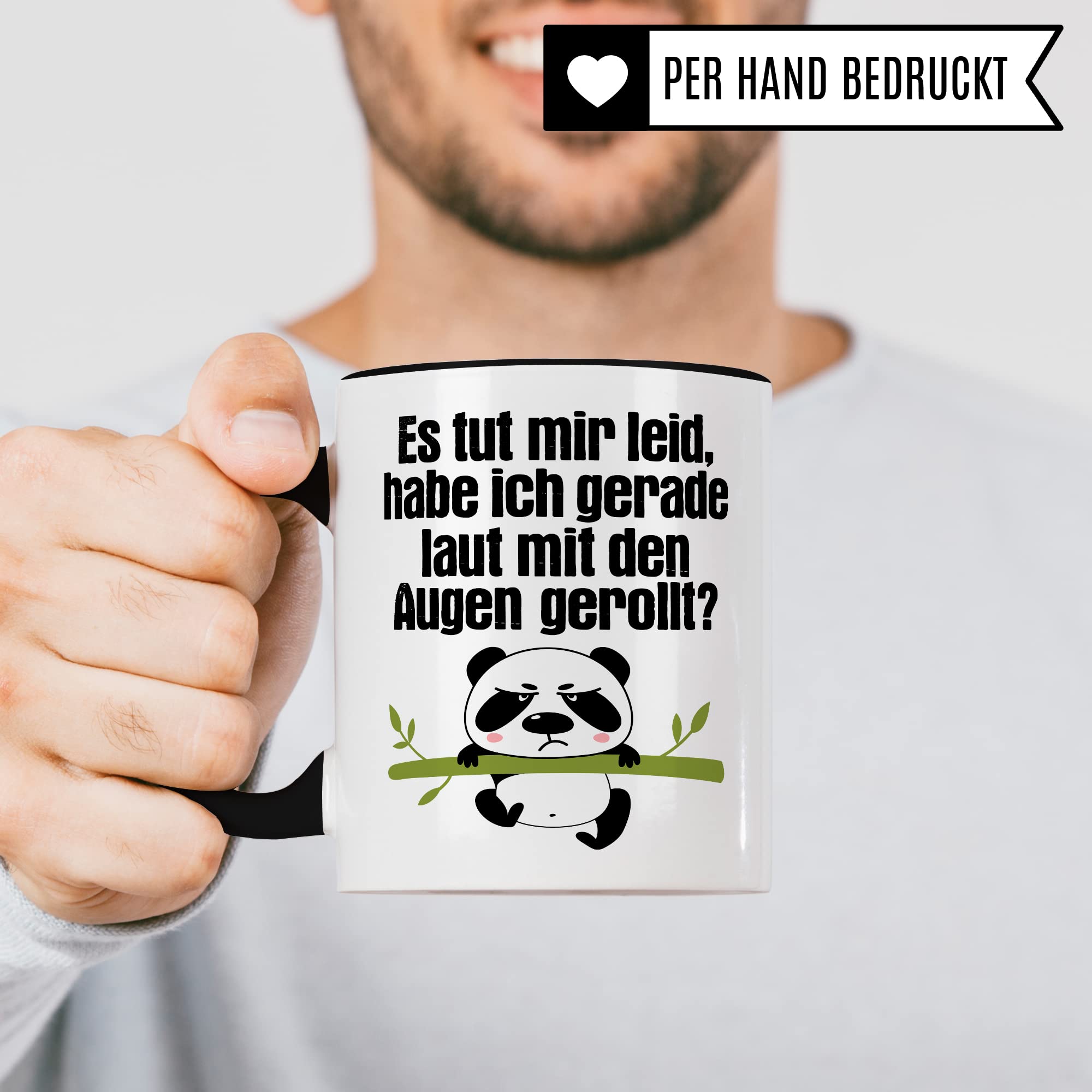 Tasse witzig Lustig Kaffeetasse Tasse fürs Büro Panda Tasse Augen rollen Spruch Kaffee-Becher Tassen Sprüche Witz Cool Kollegin Geschenk Geschenkidee