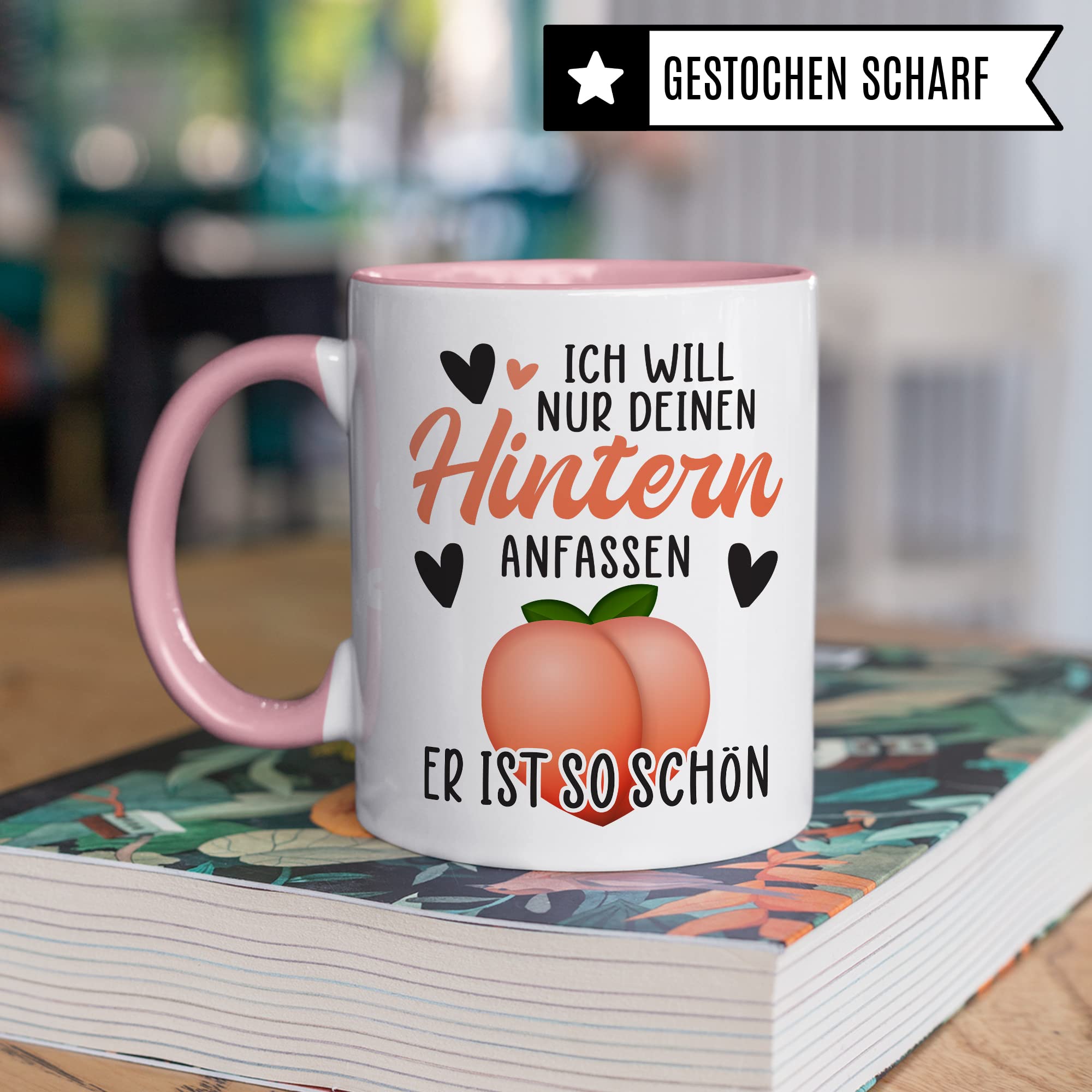 Hintern Tasse Freundin Geschenk Kaffeetasse Freund Popo Kaffee-Becher lustiges Geschenk Beziehung Geschenkidee Humor Ich will deinen Hintern anfassen Spruch Zeichnung