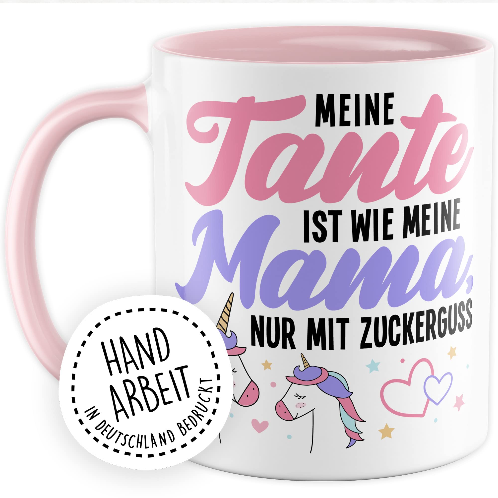 Tante Tasse lustig Geschenkidee Tante Nichte Kaffeetasse Geschenk Neffe mit Witz Lieblingstante Einhorn Kaffee-Becher für Patentante Patin Teetasse Humor Mama mit Zuckerguss