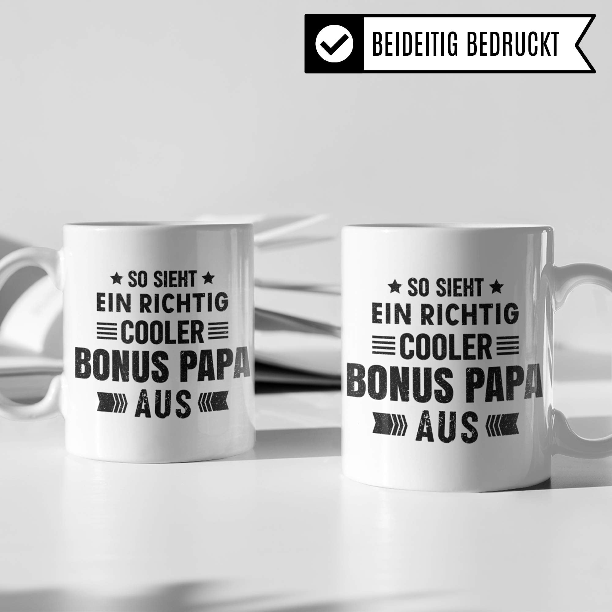 Pagma Druck Tasse Stiefvater, Bonus Papa Kaffeetasse Geschenk Spruch, Bonuspapa Stief Vater Kaffeebecher Geschenkidee (Weiß/Weiß)