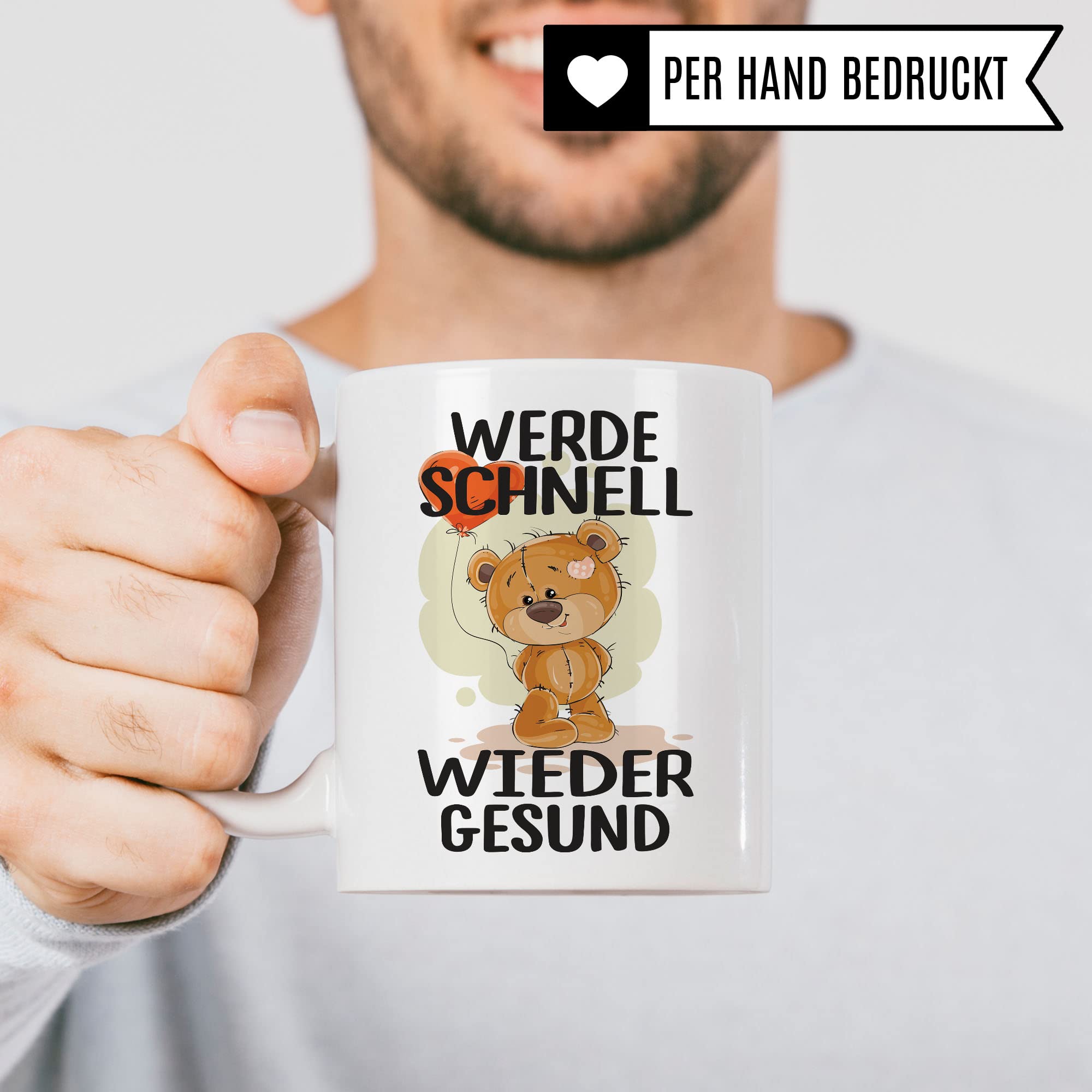 Gute Besserung Tasse, Werde schnell wieder gesund, Geschenk Krankheit Bruch Verletzung Krankenhaus-Aufenthalt, schöner Spruch Geschenkidee Kaffee-Becher Kaffeetasse