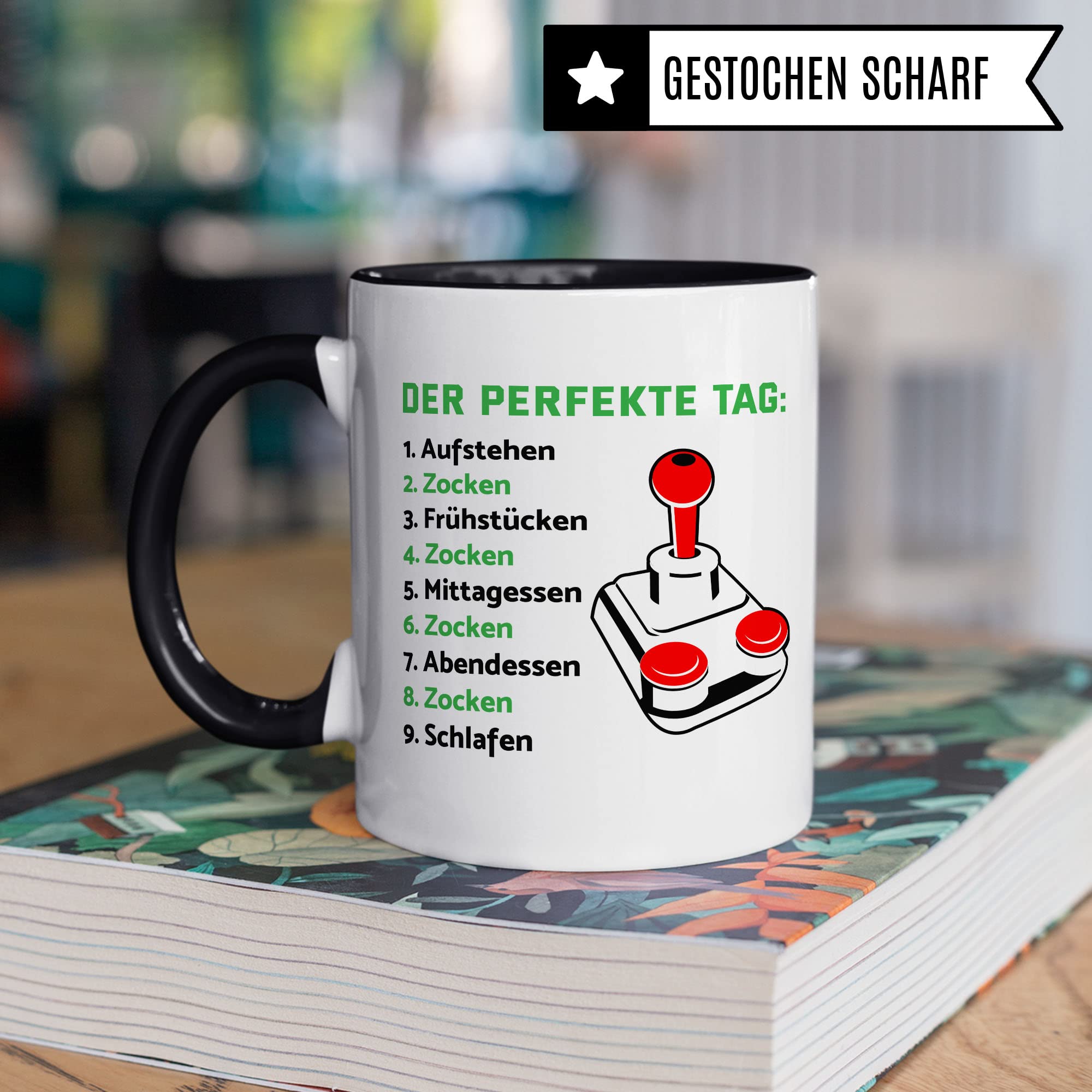 Zocker Tasse Geschenkidee Kaffeetasse Humor Witz Geschenk für Gamer Gamerin Kaffeebecher Zocken Becher