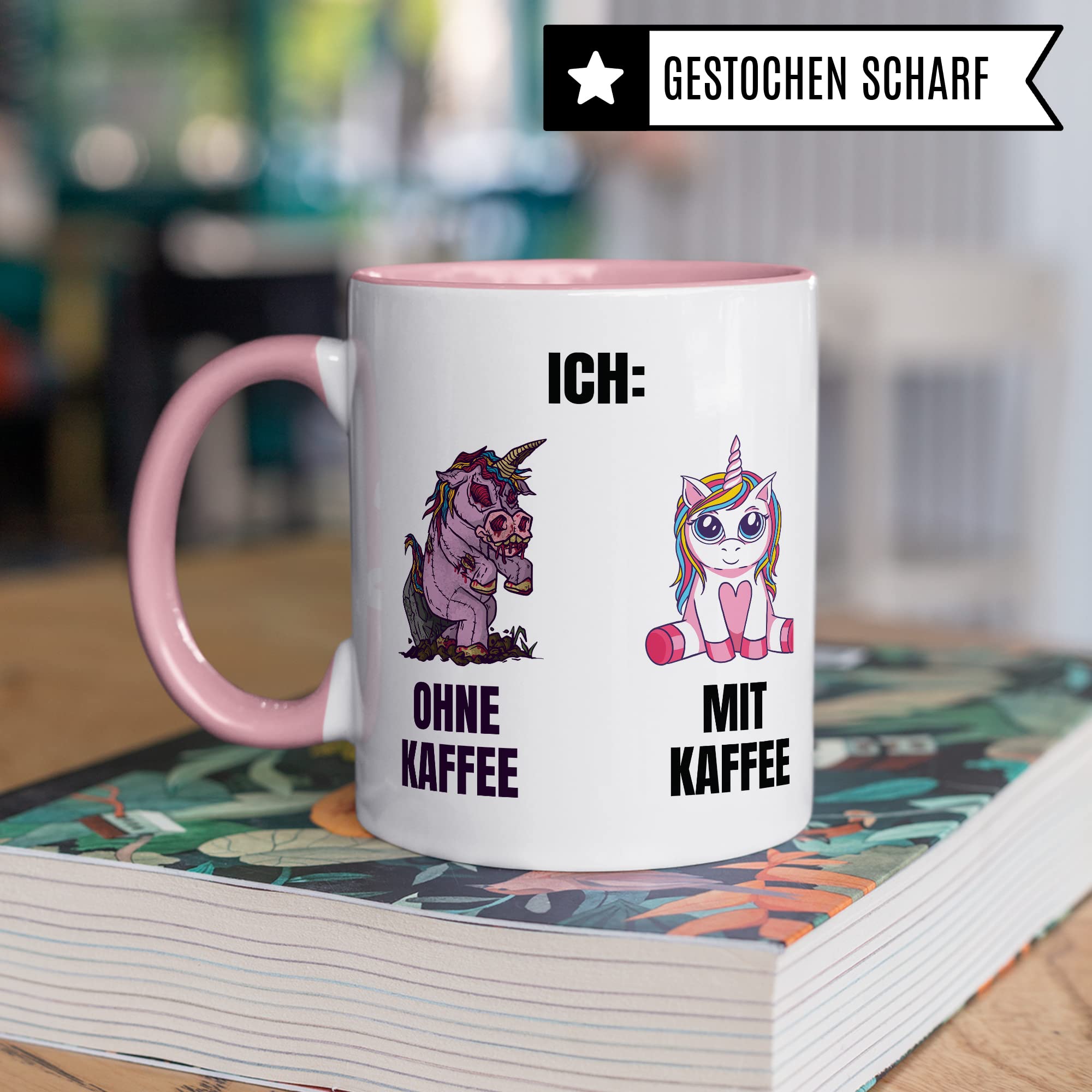 Einhorn Tasse Geschenk Kaffeetasse mit Spruch lustig Ohne Kaffee mit Kaffee, Geschenk-Idee Kaffeeliebhaber Kaffeetrinker Kaffee-Becher Humor Witztasse