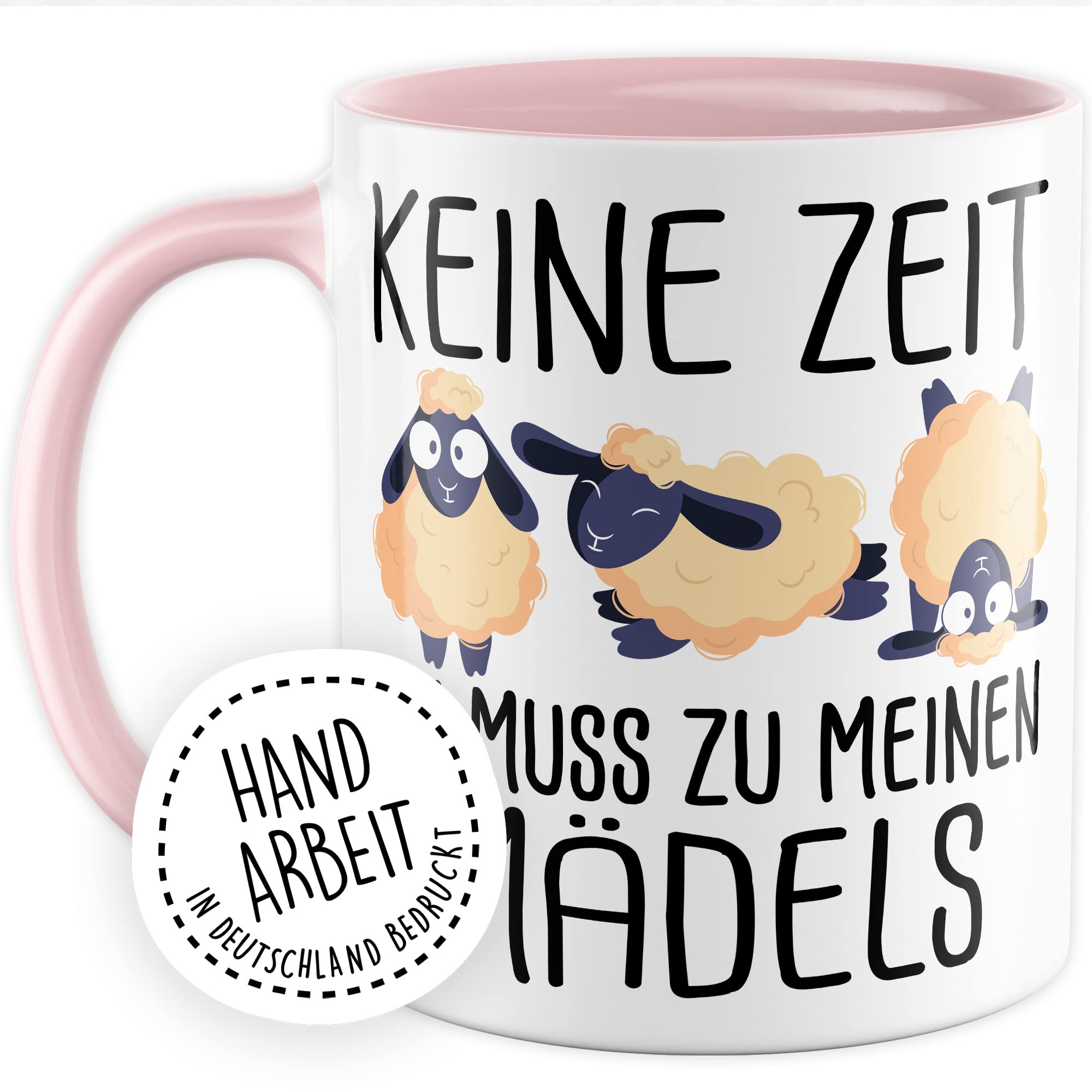 Mädels Tasse Schaf lustige Schafe Kaffeetasse Geschenk Kaffee-Becher Schäfchen süß Geschenkidee Mädchen Kollegin Humor Tante Freundin Wolle Cartoon Schaf Aufdruck witzig Bäuerin Bauernfrau