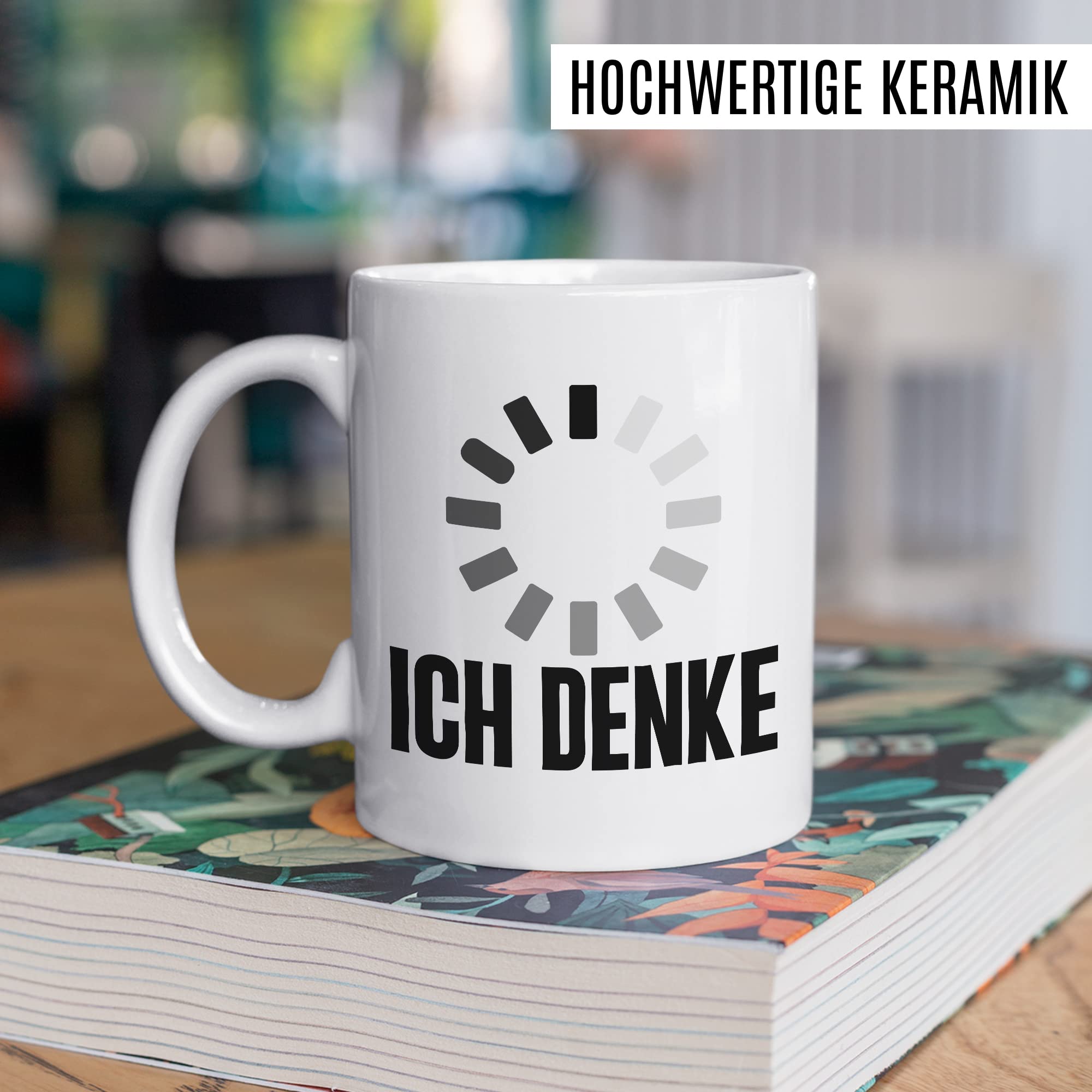 Tasse lustig Geschenk, Ich denke Geschenkidee Büro Witz Kaffee-Becher Kaffetasse Tasse mit Spruch lustig denken Humor Teetasse Witztasse Ladezeichen Motivtasse