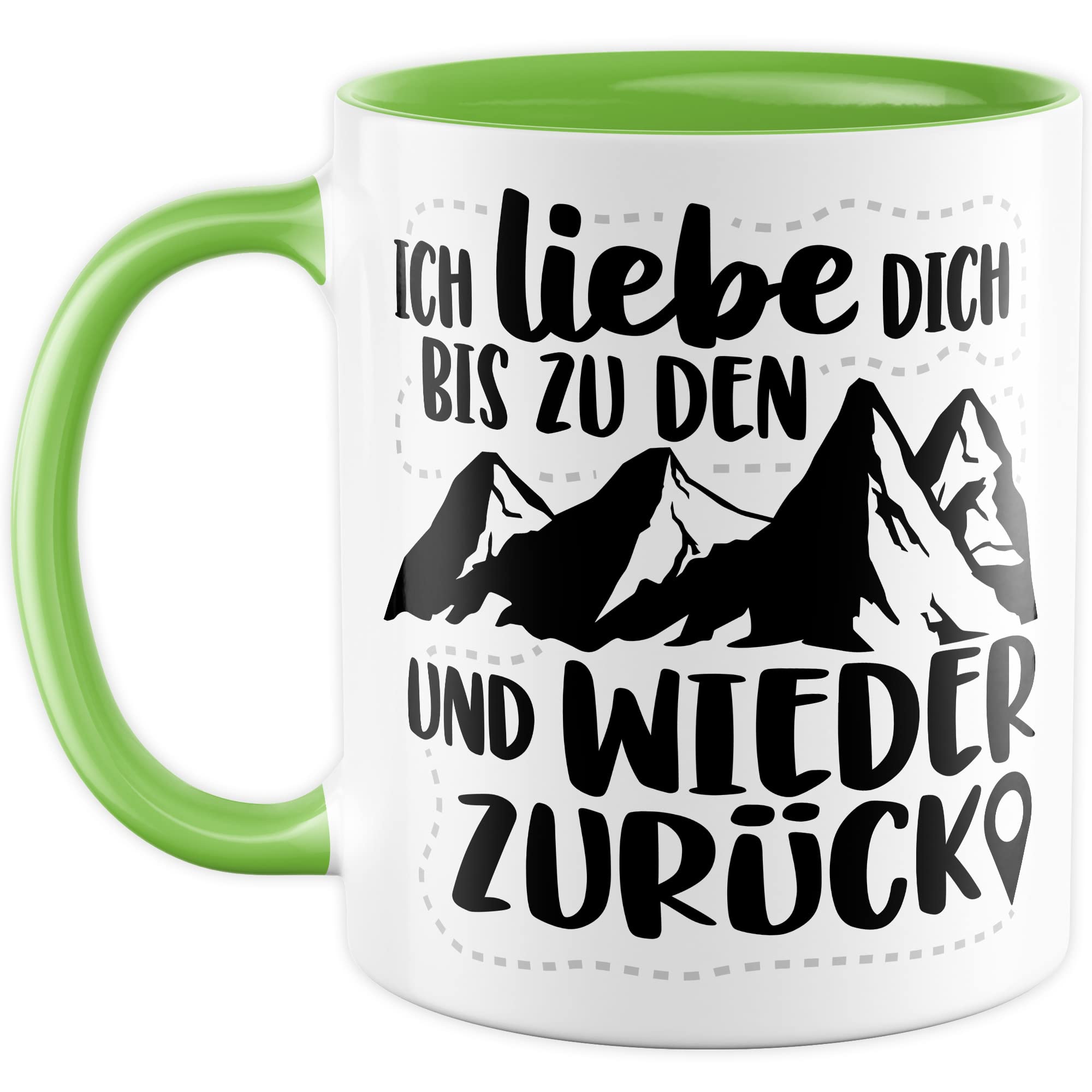 Berge Tasse Liebe Geschenk, Ich liebe dich bis zu den Bergen und zurück Geschenkidee Bergsteiger Kaffeetasse mit Spruch Kaffee-Becher Bergsteigen Wandern Natur