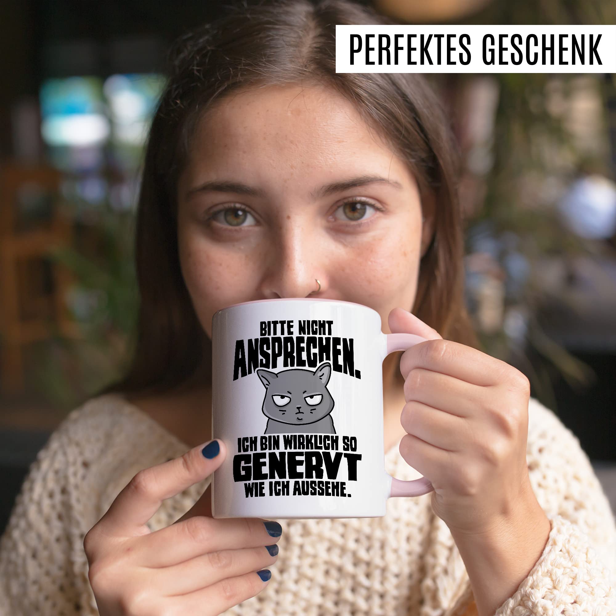 Lustige Tasse Spruch Kaffeetasse Sarkastisch Nicht ansprechen Kaffee-Becher Geschenk Büro Kollege Geschenkidee Kollegin Teetasse mit Motiv Humor