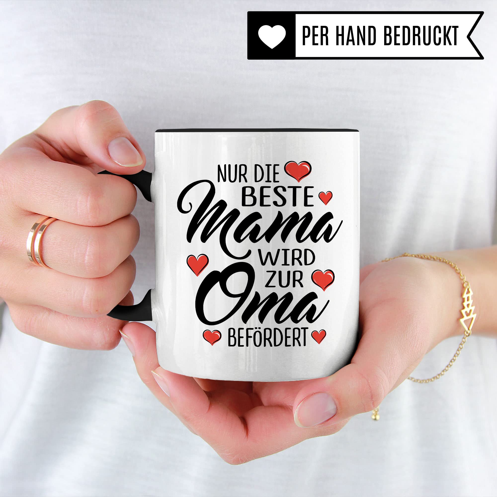 Oma Tasse mit Spruch, Nur die beste Mama wird zur Oma befördert, Geschenk Großmutter, Baby Ankündigung Reveal Geschenkidee Kaffeetasse Enkel