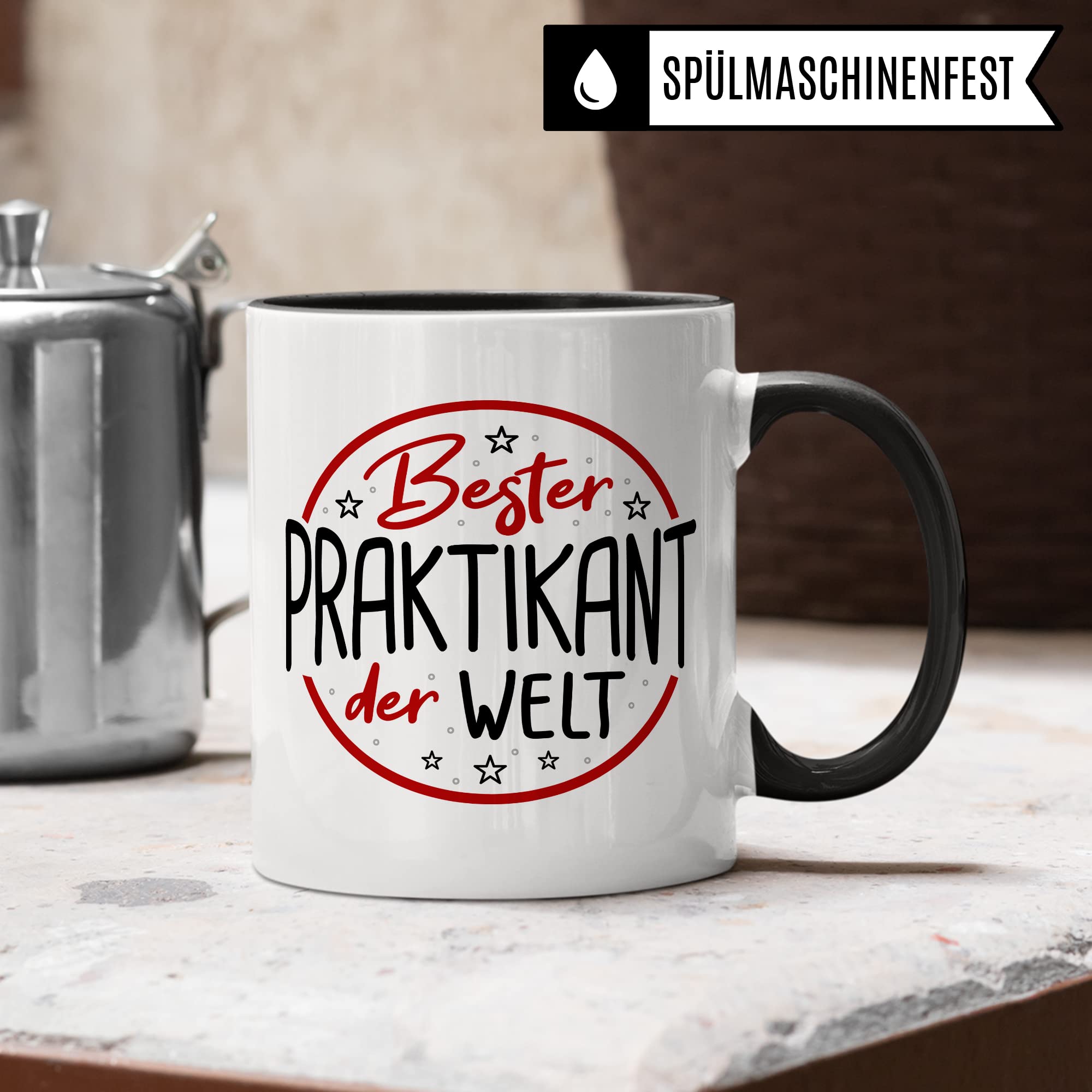 Tasse Praktikant, Bester Praktikant Geschenkidee vollendetes/begonnenes Praktikum Kaffee-Becher mit Spruch lustig Kaffeetasse Teetasse Lehrling Azubi Geschenk
