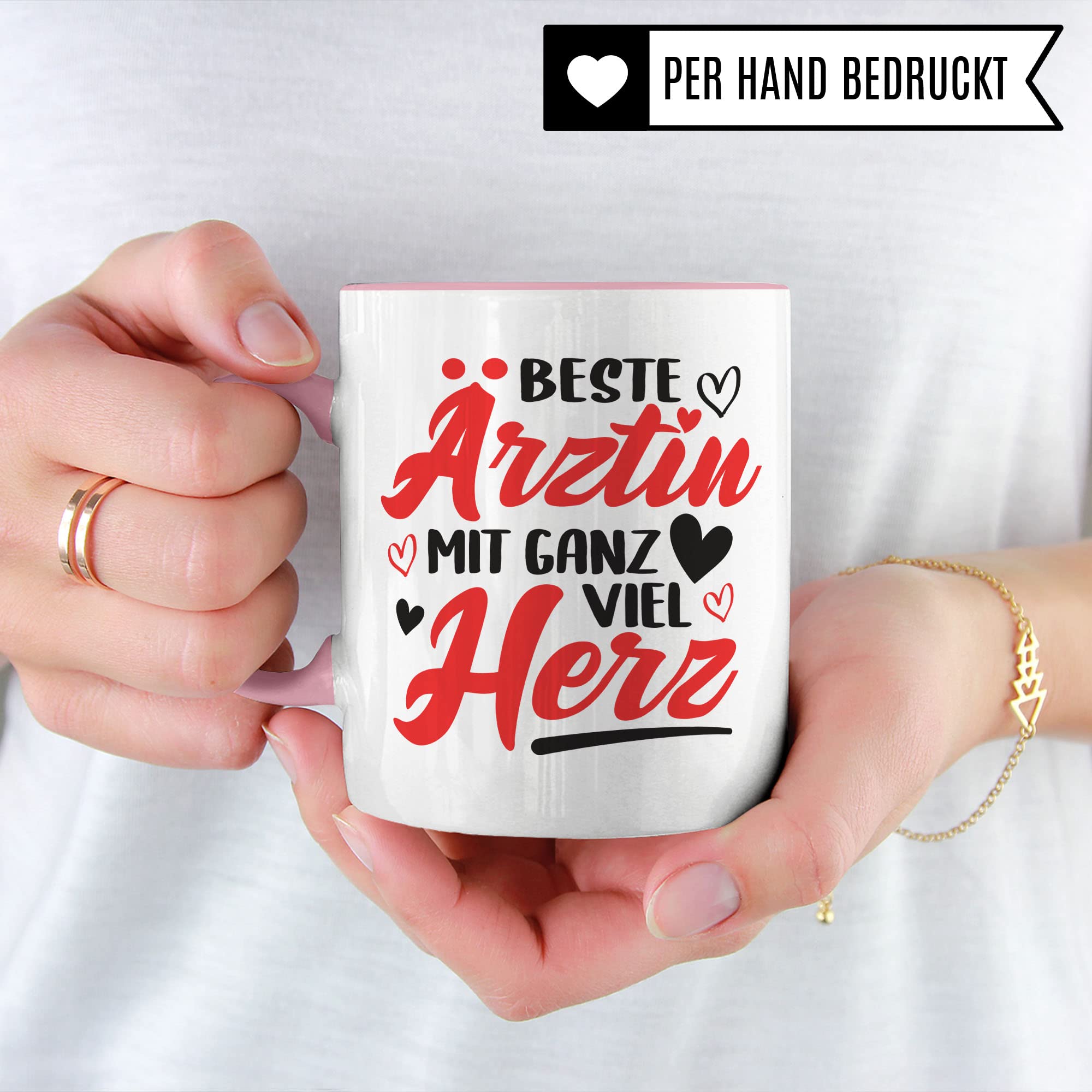 Ärztin Tasse, Beste Ärztin mit ganz viel Herz, Ärztin Geschenk Dankeschön Promotion Tasse schöner Spruch schönes Motiv Kaffeetasse Arzt Beruf, Geschenk für die besten Ärztin