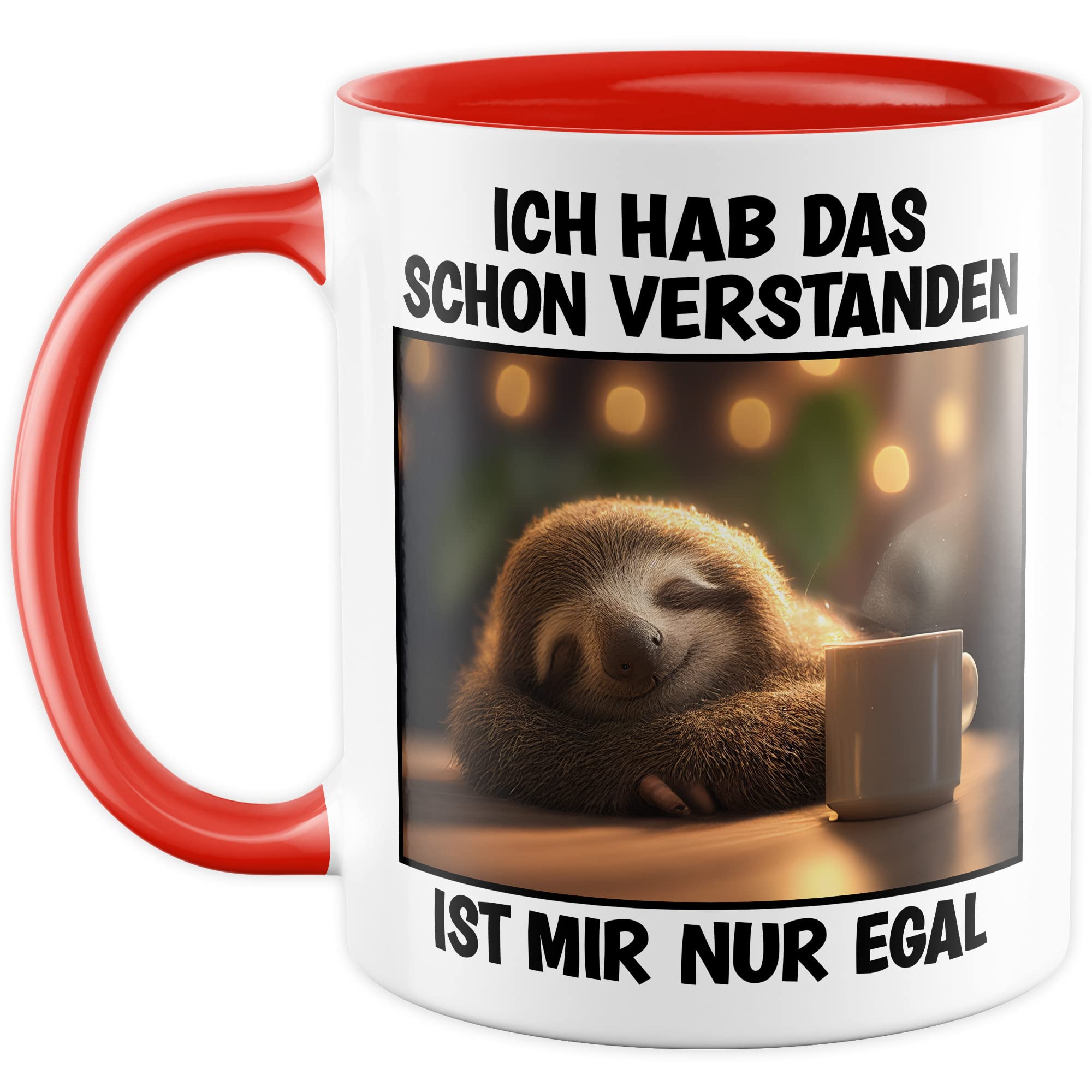 Faultier Tasse Ist mir Egal Geschenk Humor Kaffeetasse mit lustigen Spruch Büro Kaffeebecher Kollegin Geschenkidee Optimisten Teetasse