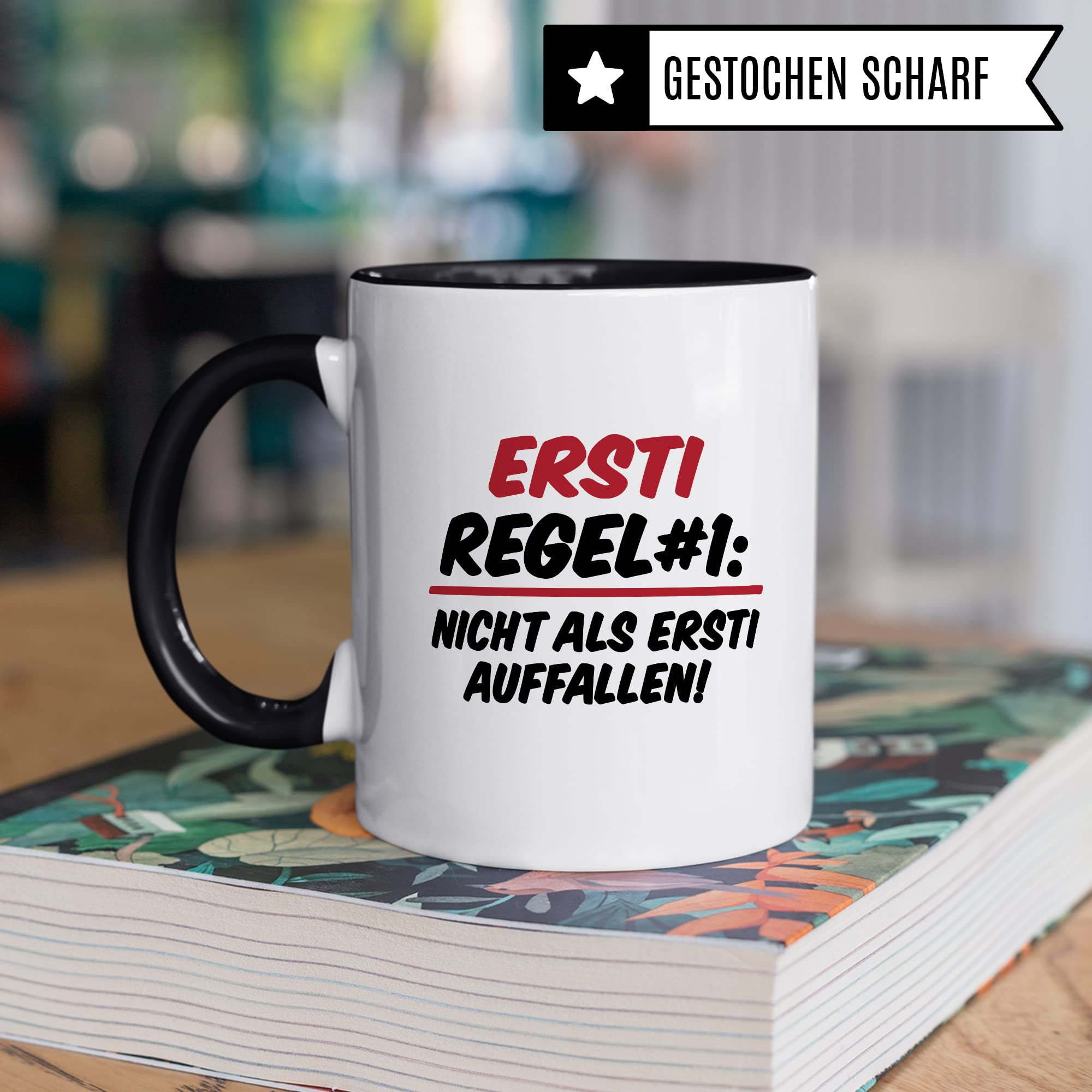 Ersti Tasse lustig Student Kaffeetasse Witz Studentin Kaffee-Becher Humor erstes Semester Geschenk Studienbeginn Geschenkidee Erstsemester Regel Nr 1 Regeln Verhaltensregeln