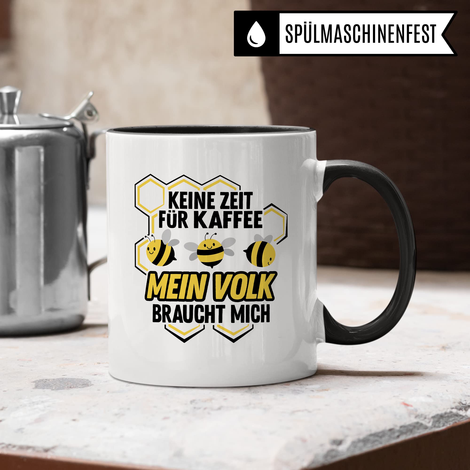 Imker Tasse Bienen Kaffeetasse Biene Kaffee-Becher Imkerei Geschenkidee Teetasse lustig Honig Bienenvolk Keine Zeit für Kaffee mein Volk braucht mich Spruch Witz Humor