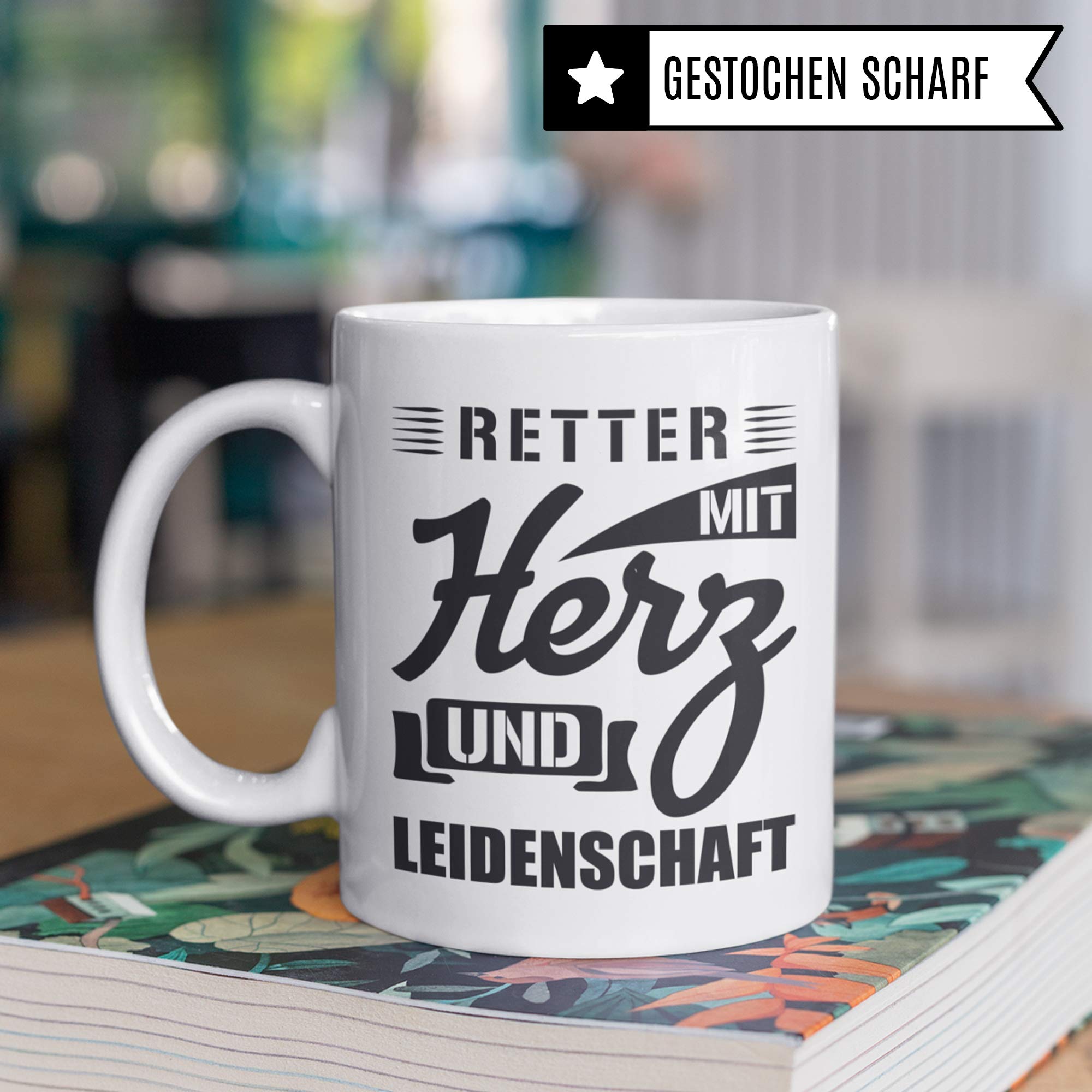 Pagma Druck Retter Tasse Rettungsdienst Sanitäter, Rettungssanitäter Kaffeebecher Geschenk Spruch, Krankenwagen Becher Geschenkidee (Weiß/Weiß)