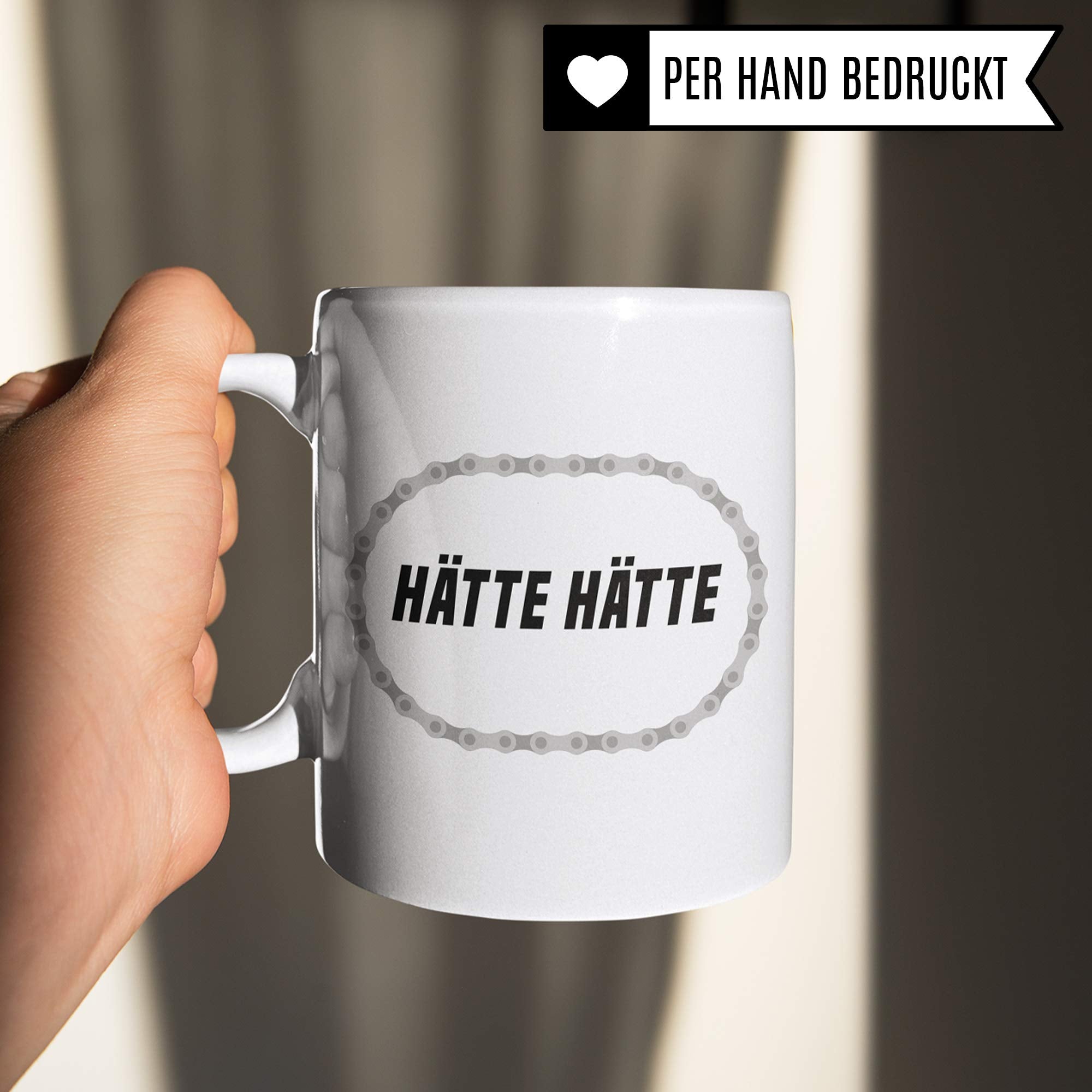 Pagma Druck Fahrrad Tasse lustig, Geschenk Fahrradfahrer Männer, Becher Fahrradmotiv Fahrräder, Rennrad Mountainbike Fahrrad Geschenkideen lustig, Hätte Hätte Fahrradkette Radfahren Kaffeetasse