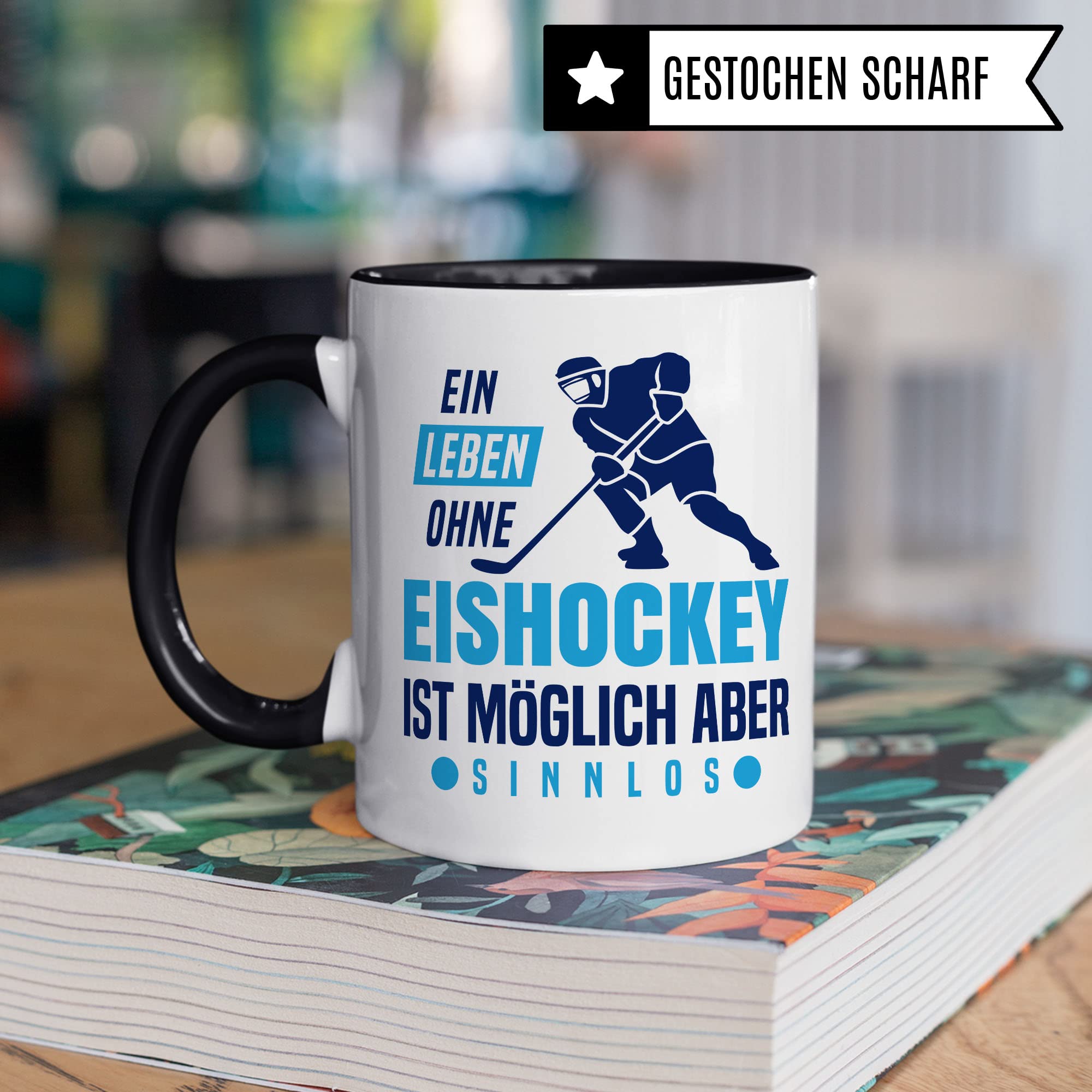 Eishockeyspieler Tasse Geschenkidee Eishockey Kaffeetasse Humor Witz Geschenk für Eishockeyfan Kaffeebecher Hockey Becher