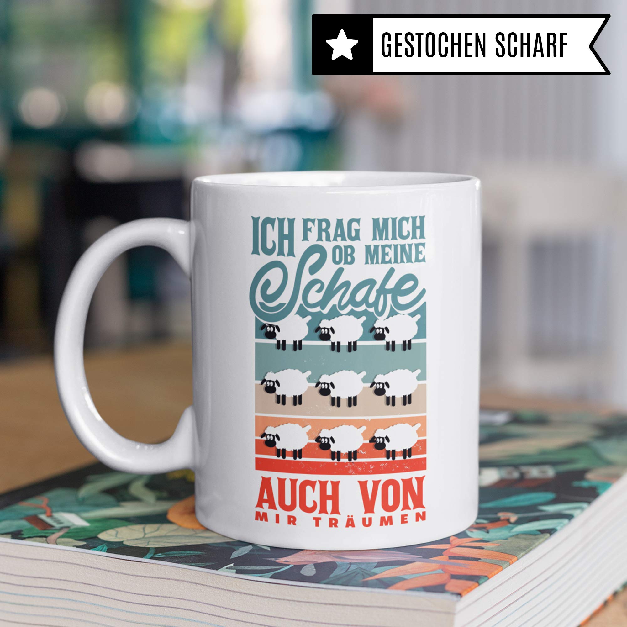 Pagma Druck Schaf Tasse - Geschenk Becher für Schäfer & Schafzüchter - Kaffeetasse Schafzucht Schäferei - Geschenkidee Schäfchen Kaffeebecher