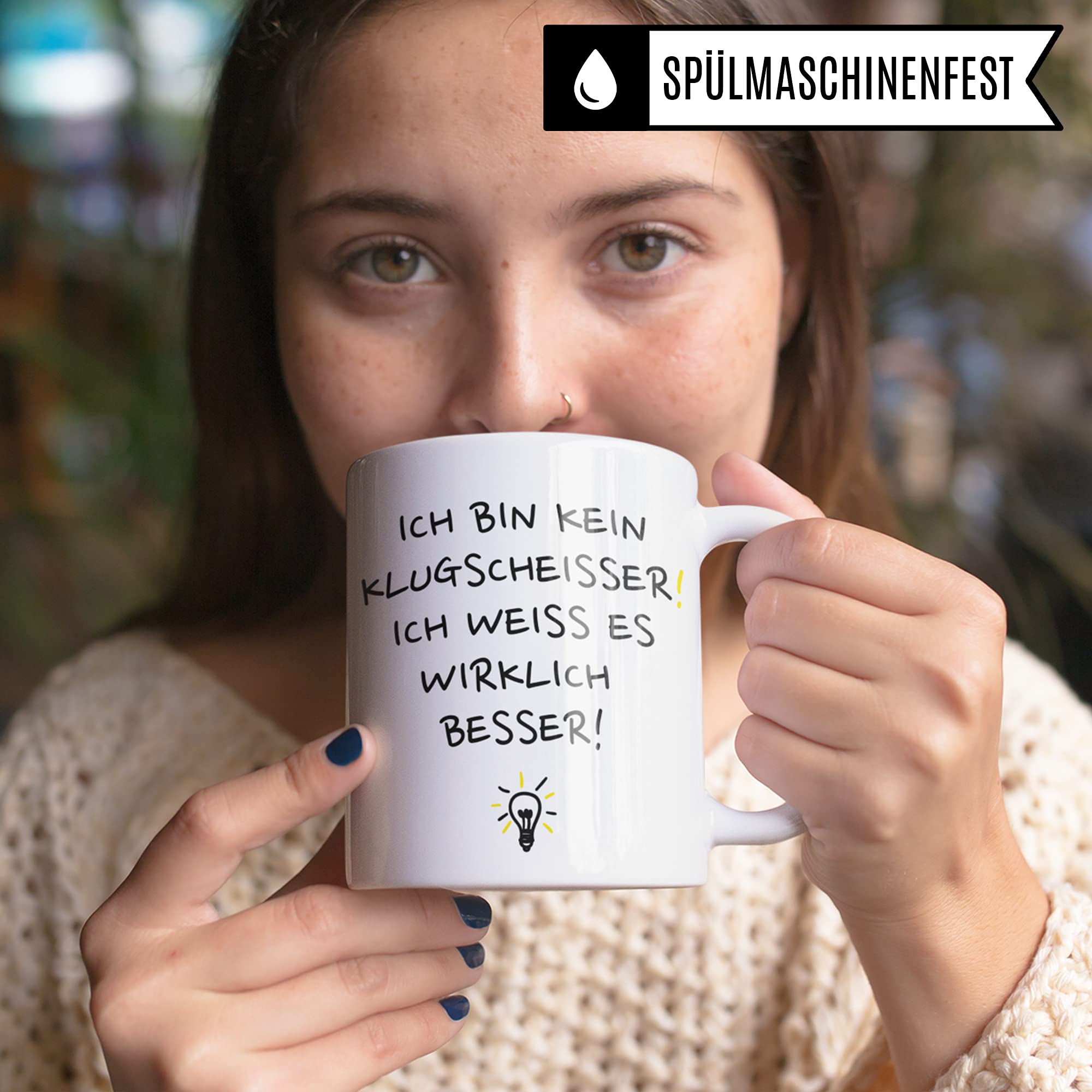 Tasse Spruch Arbeit lustig, Ich bin kein Klugscheißer Ich weiß es wirklich besser, Büro Kollege Kollegin Chef lustiger Becher witzig Kaffeetasse