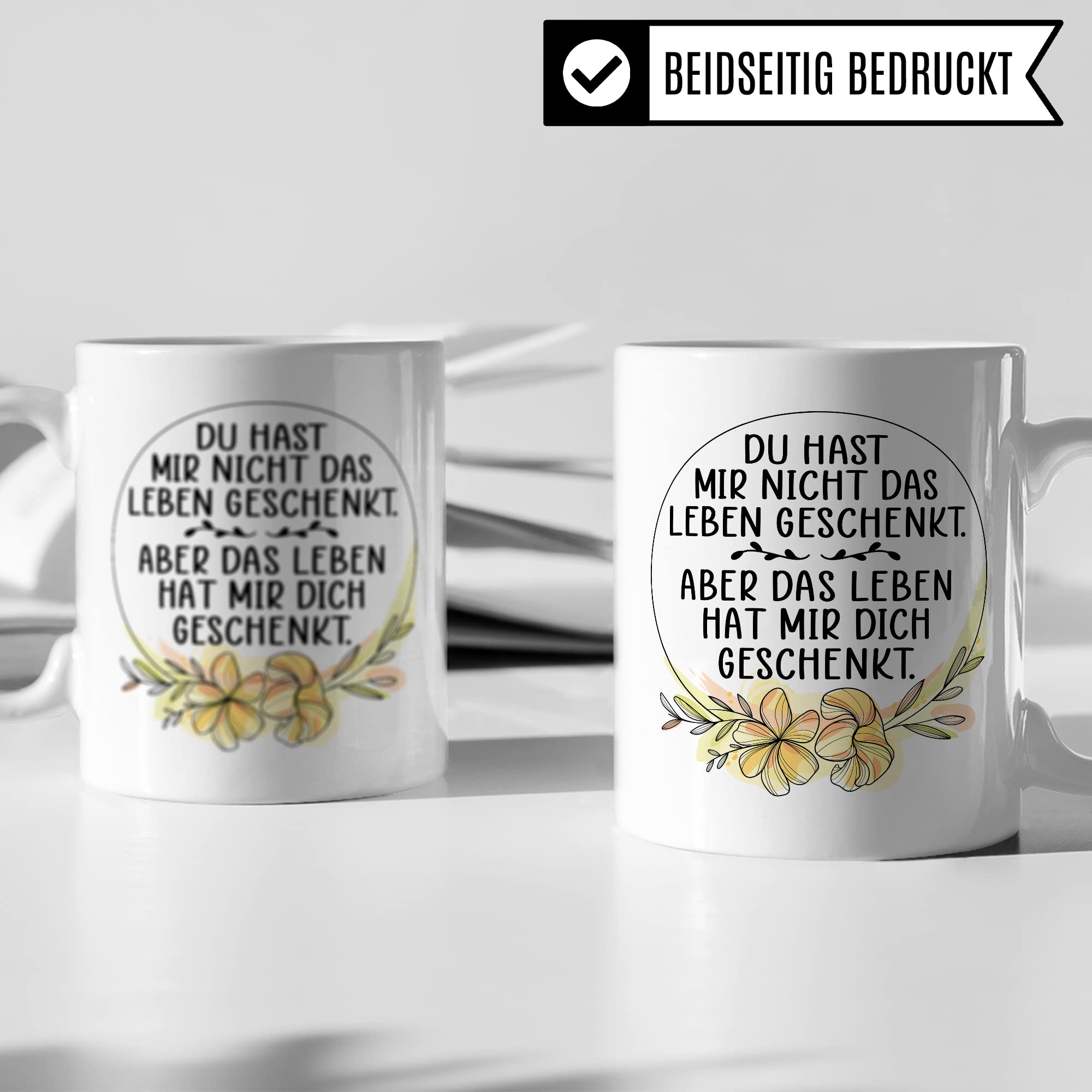 Tasse Pflegemama Geschenk, Das Leben hat mir dich geschenkt Geschenkidee Pflegemutter Tasse mit Spruch Kaffee-Becher Kaffeetasse Stiefmutter Ziehmutter Ersatzmama