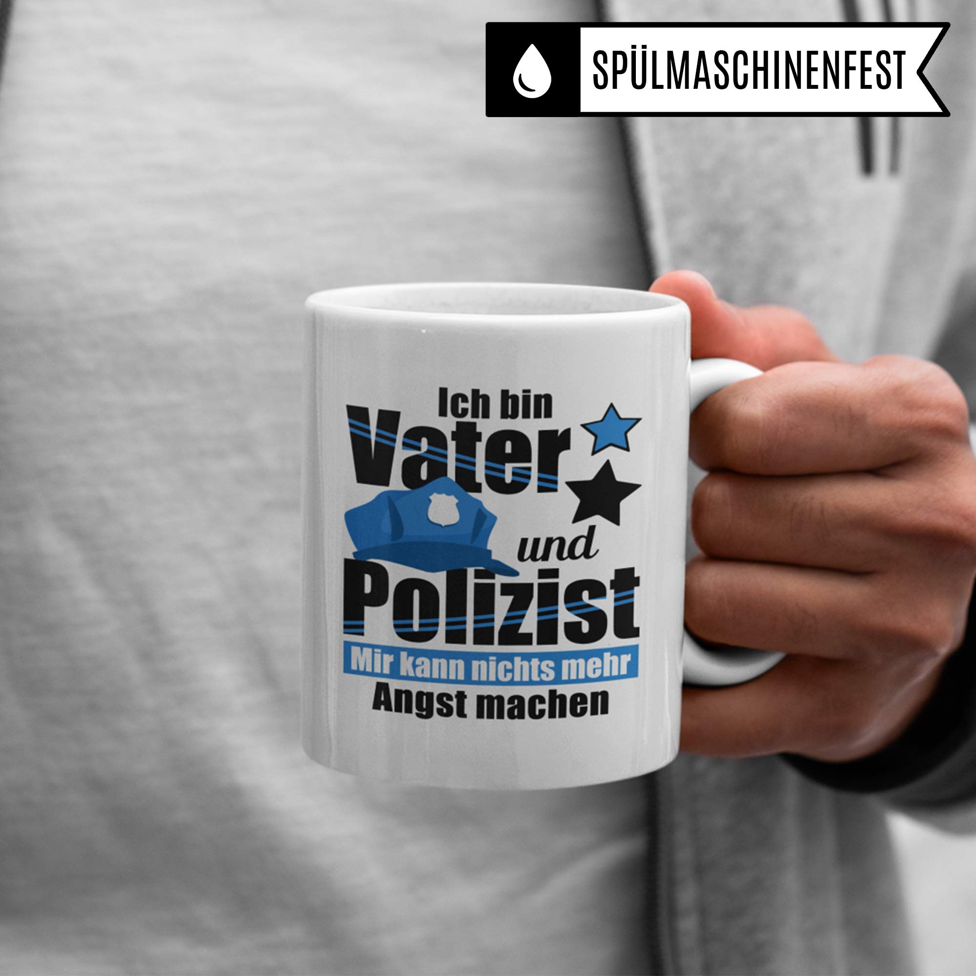 Tasse Polizei, Geschenk für Polizisten, Becher Polizist Vater Geschenkidee Kaffeetasse, Polizist Papa Vatertag Ausbildung Polizeibeamter Kaffeebecher lustig