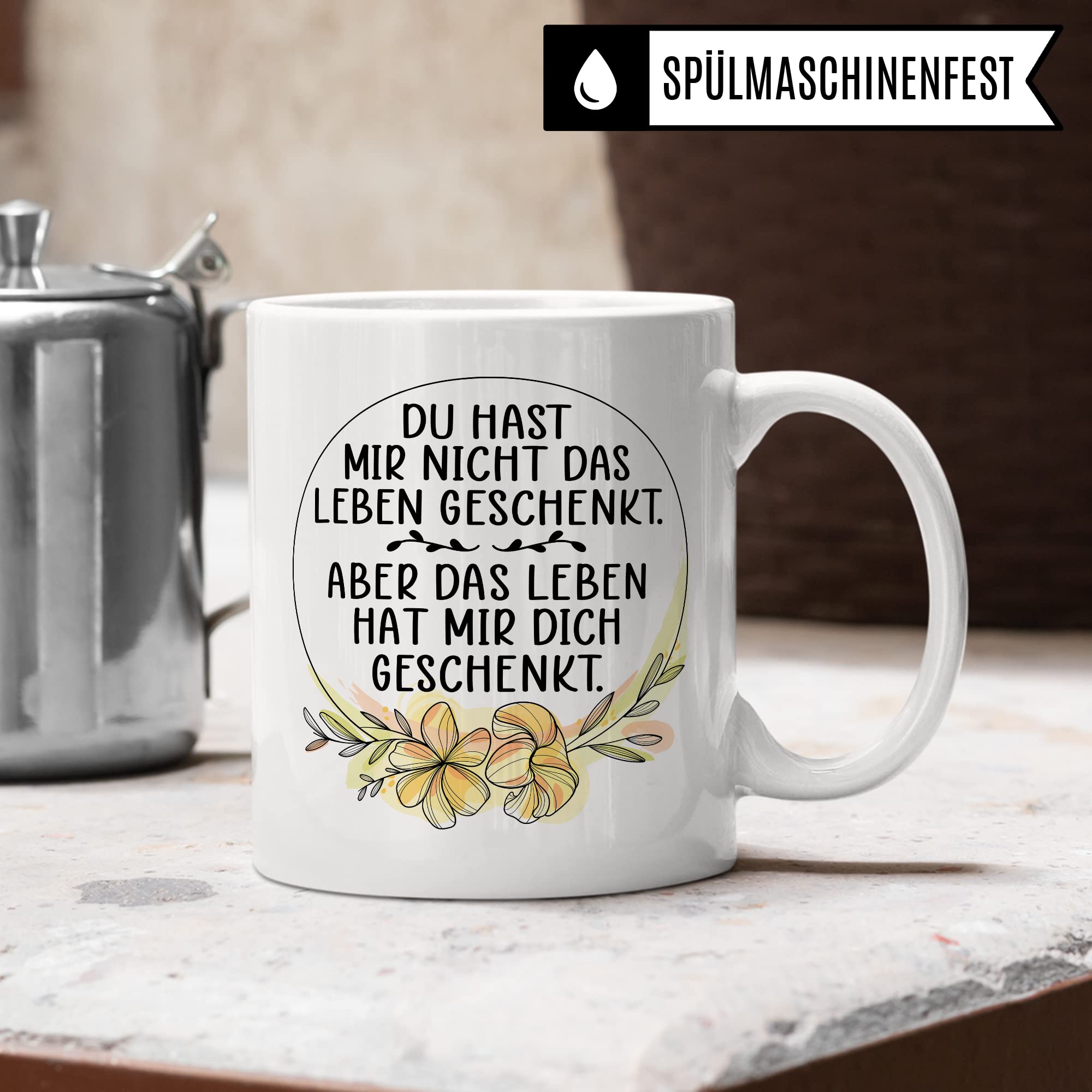 Tasse Pflegemama Geschenk, Das Leben hat mir dich geschenkt Geschenkidee Pflegemutter Tasse mit Spruch Kaffee-Becher Kaffeetasse Stiefmutter Ziehmutter Ersatzmama