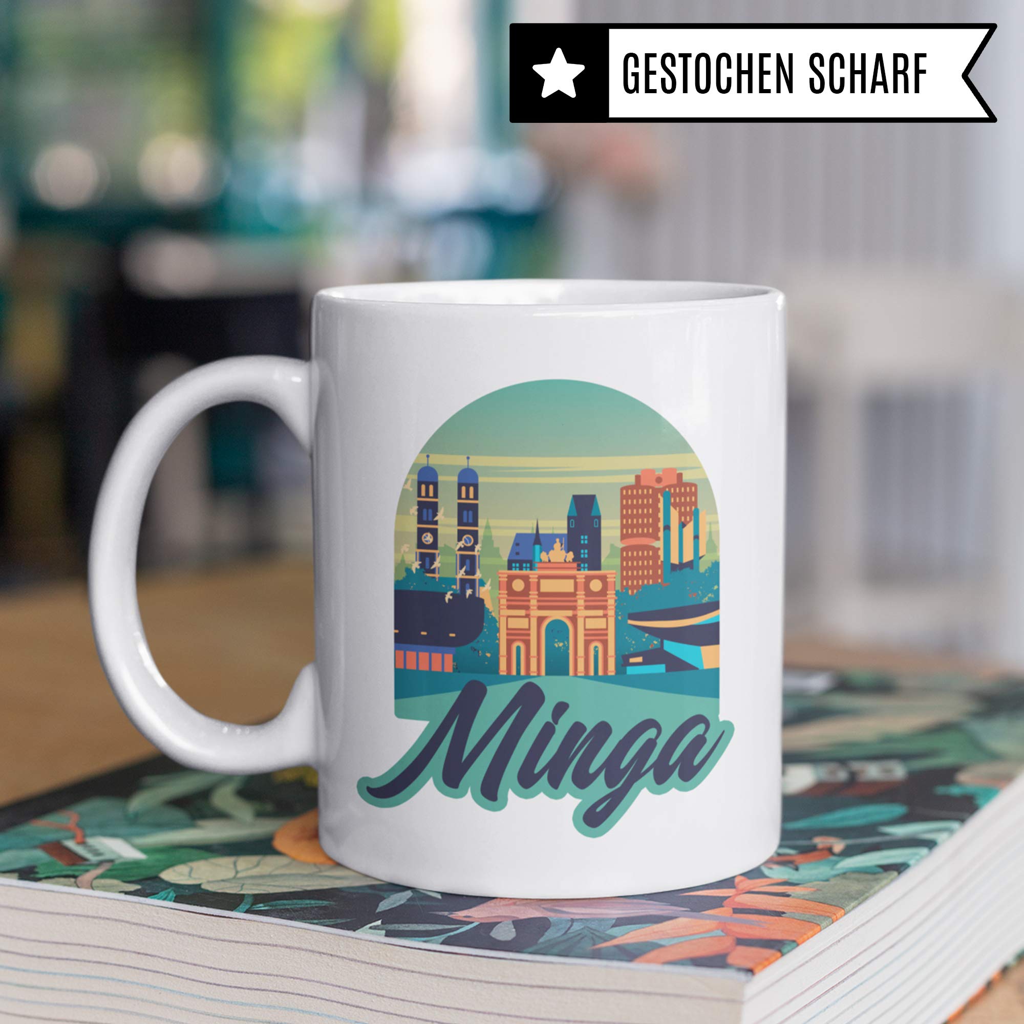 Minga Tasse Geschenk München bayerisch Kaffeebecher Dialekt Geschenkidee Stadt München Becher Münchner Spruch Kaffeetasse