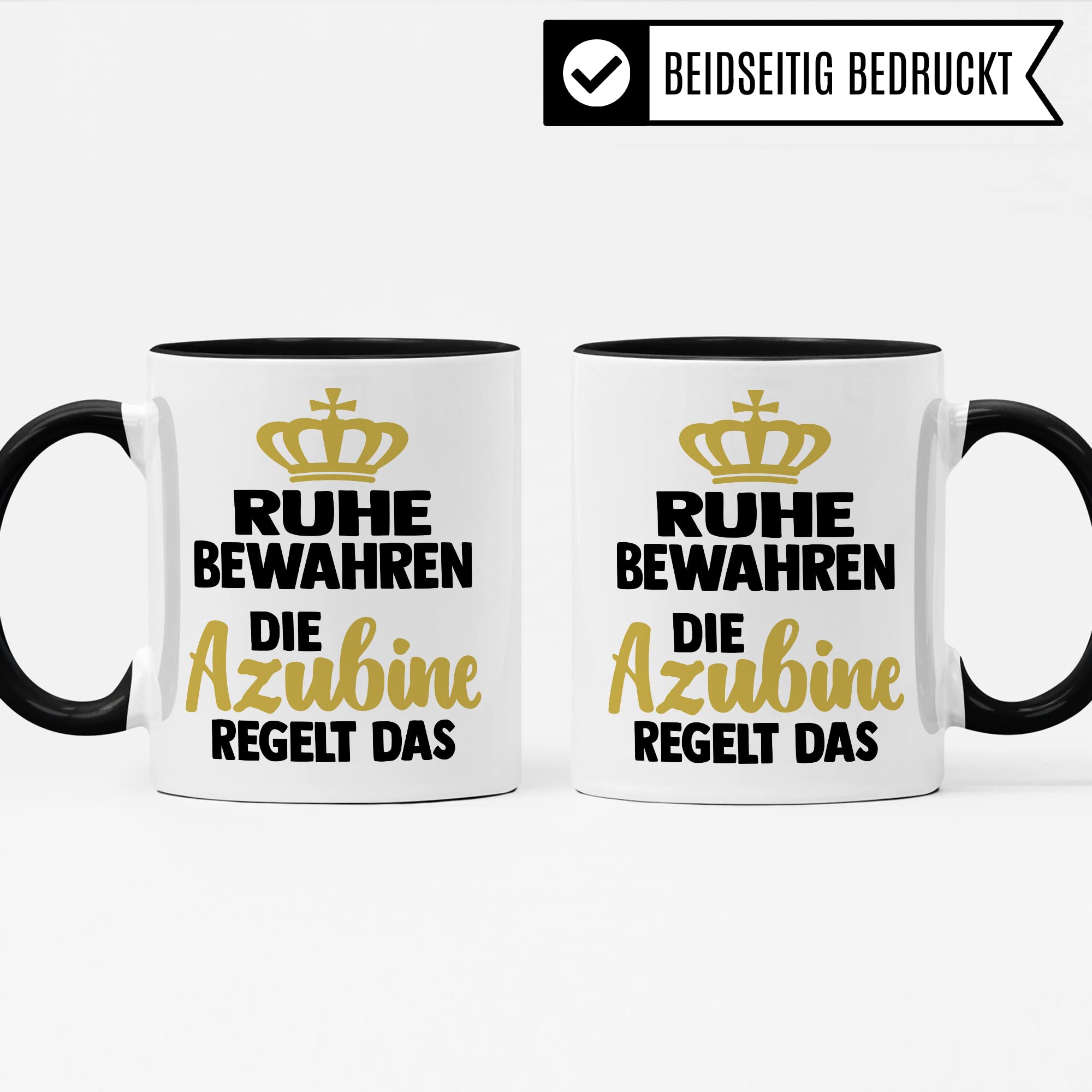 Azubine Tasse Geschenk, Ruhe bewahren die Azubine regelt das Kaffetasse mit Spruch lustig Geschenkidee Auszubildende Kaffee-Becher Humor Teetasse Ausbildung Lehrling