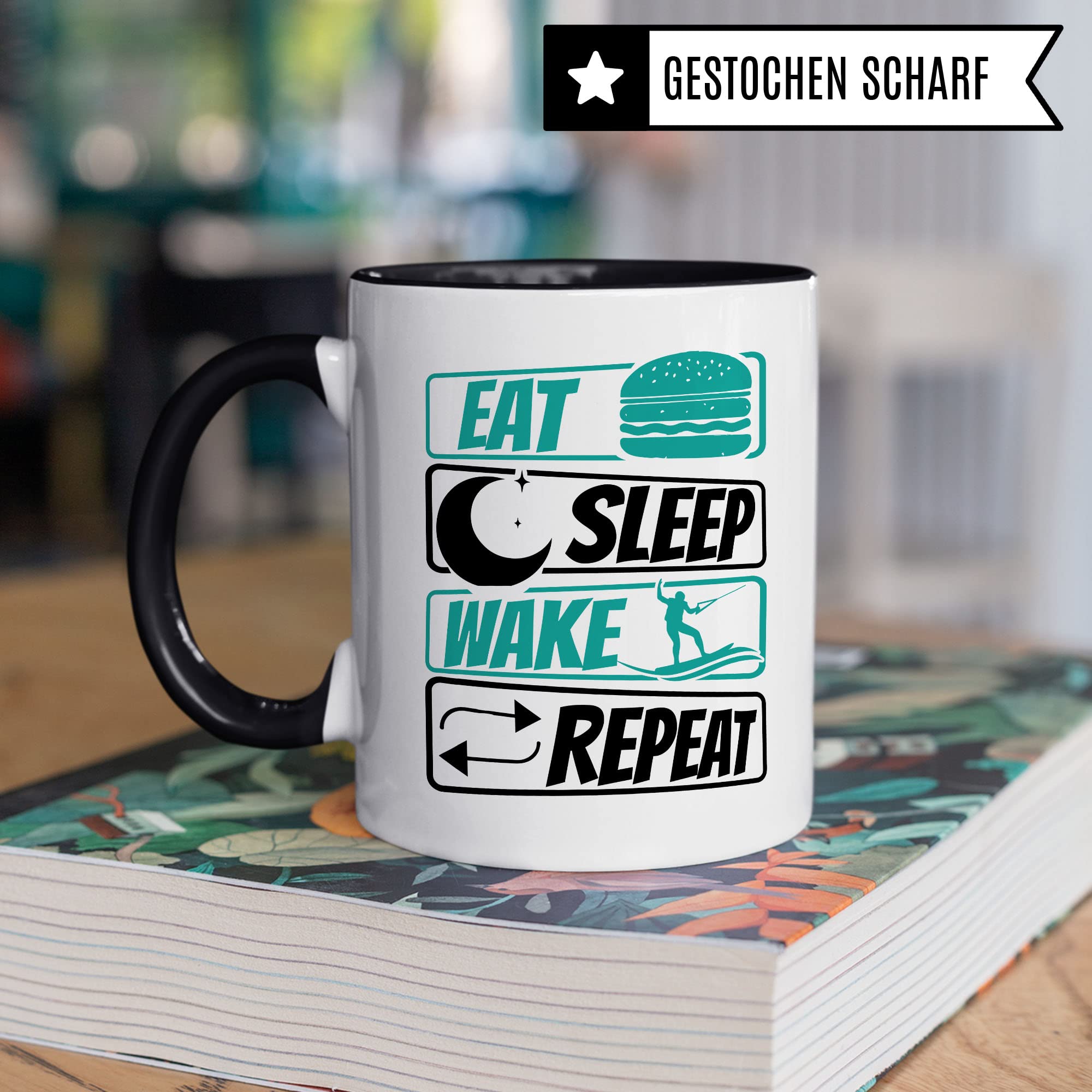 Wakeboard Tasse Geschenkidee Wake Kaffeetasse Geschenk für Wakeboarder Kaffeebecher Surf Becher