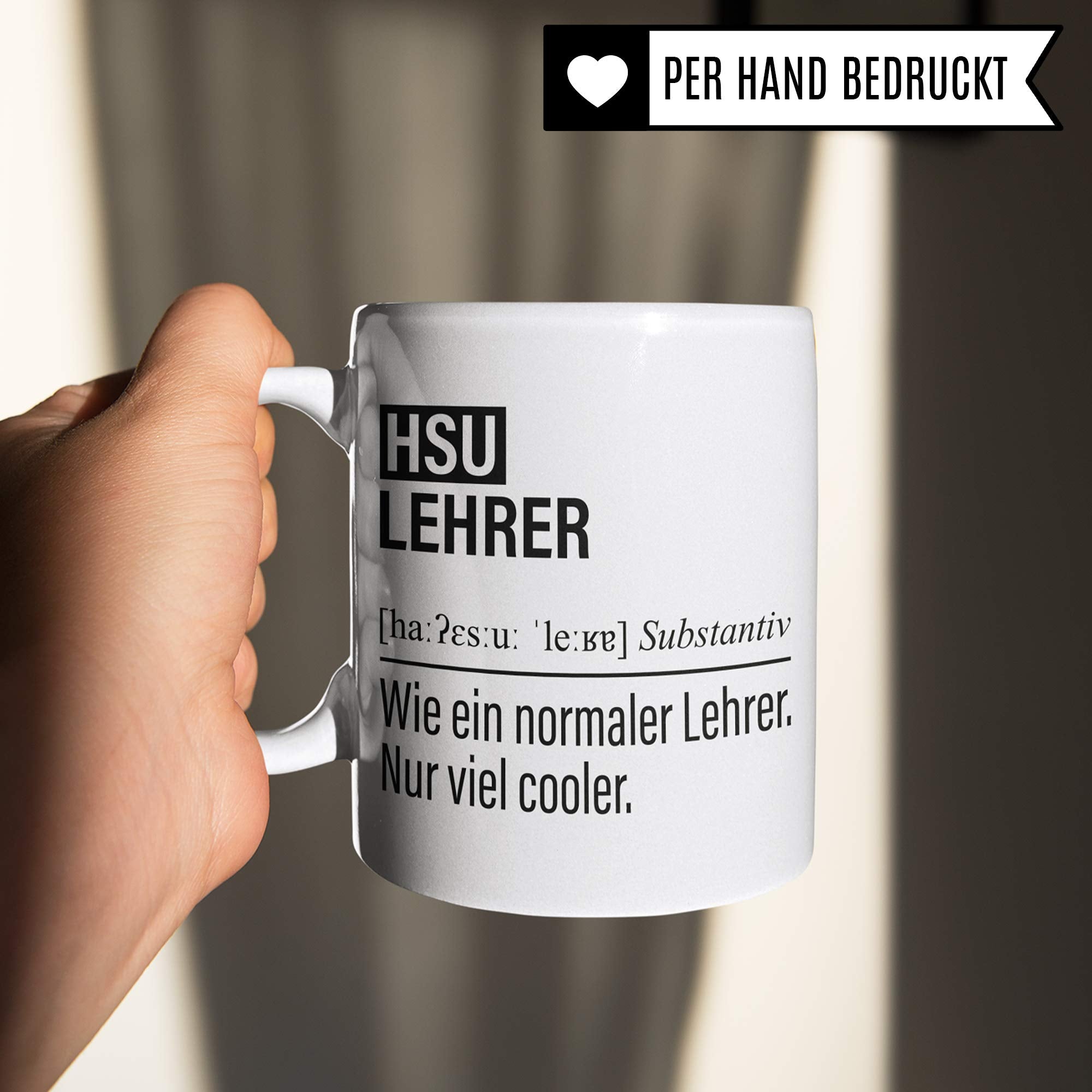 HSU Lehrer Tasse, Geschenk für Heimatunterricht Sachunterricht Lehrer, Kaffeetasse Geschenkidee Lehrer, Kaffeebecher Lehramt Schule HSU Unterricht Witz