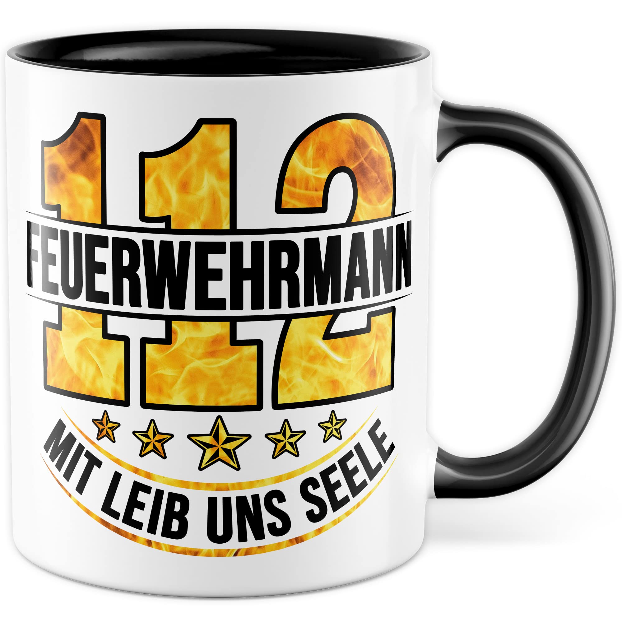 Feuerwehrmann Tasse 112 Geschenkidee Kaffeetasse mit Spruch Geschenk für Freiwillig Feuerwehr Kaffeebecher Feuerwehrauto Becher