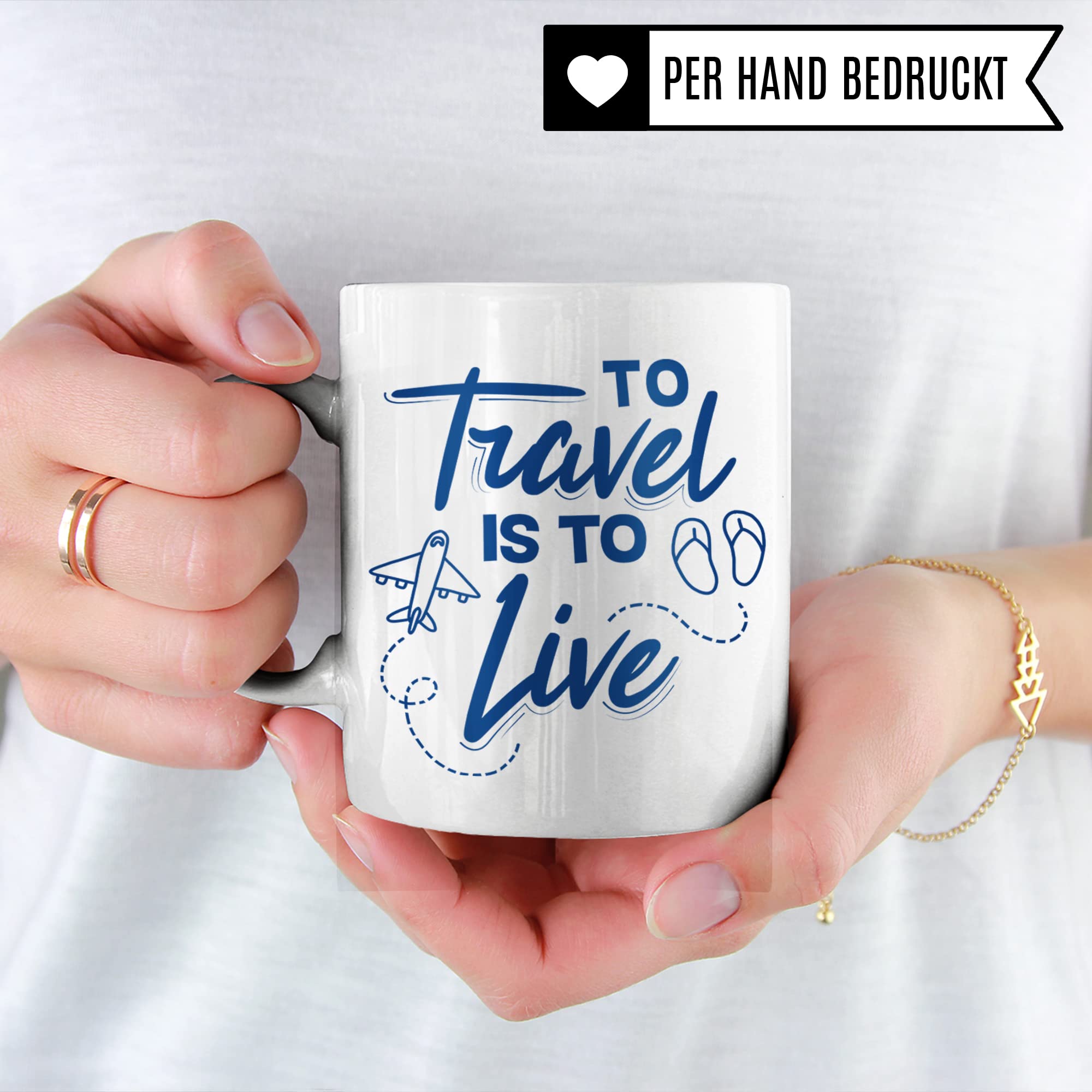 Reise Tasse, Urlaub Geschenk, Reisen Kaffeebecher, Kaffeetasse Humor Witz Geschenkidee für Traveler, Travel Becher