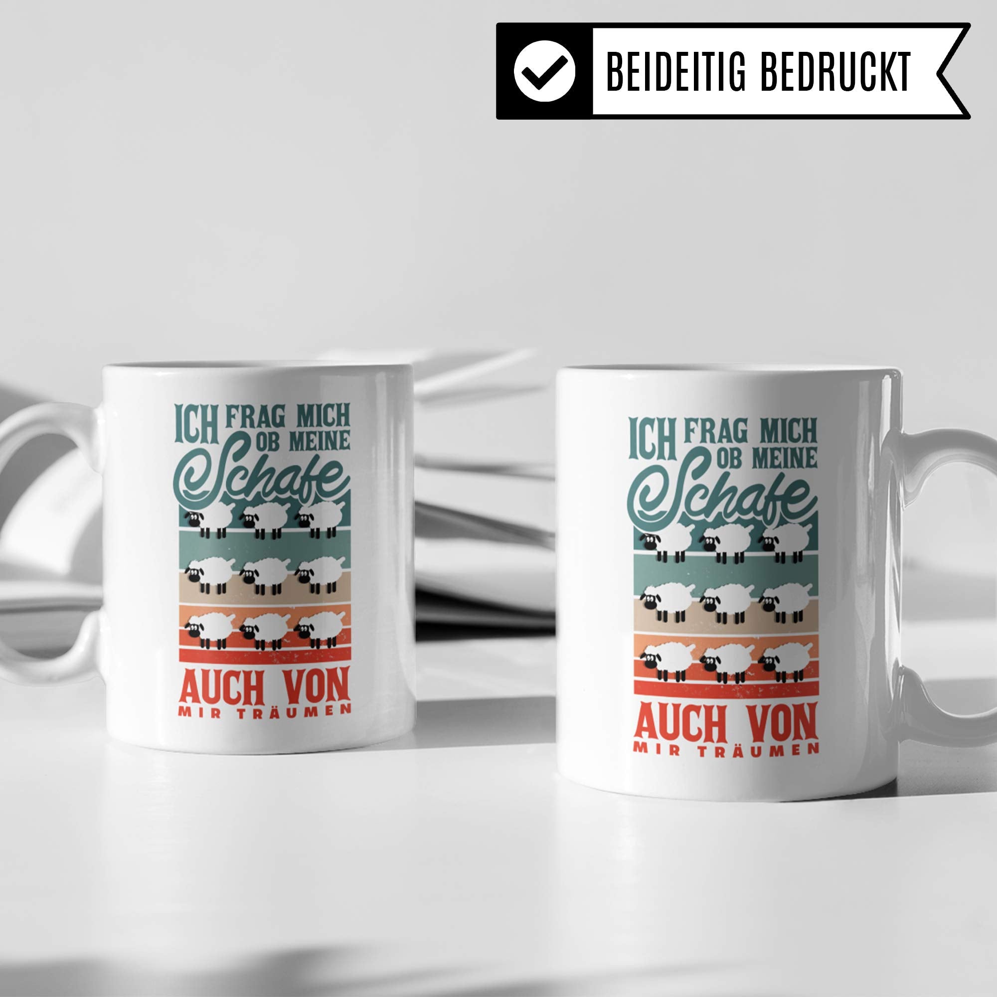 Pagma Druck Schaf Tasse - Geschenk Becher für Schäfer & Schafzüchter - Kaffeetasse Schafzucht Schäferei - Geschenkidee Schäfchen Kaffeebecher