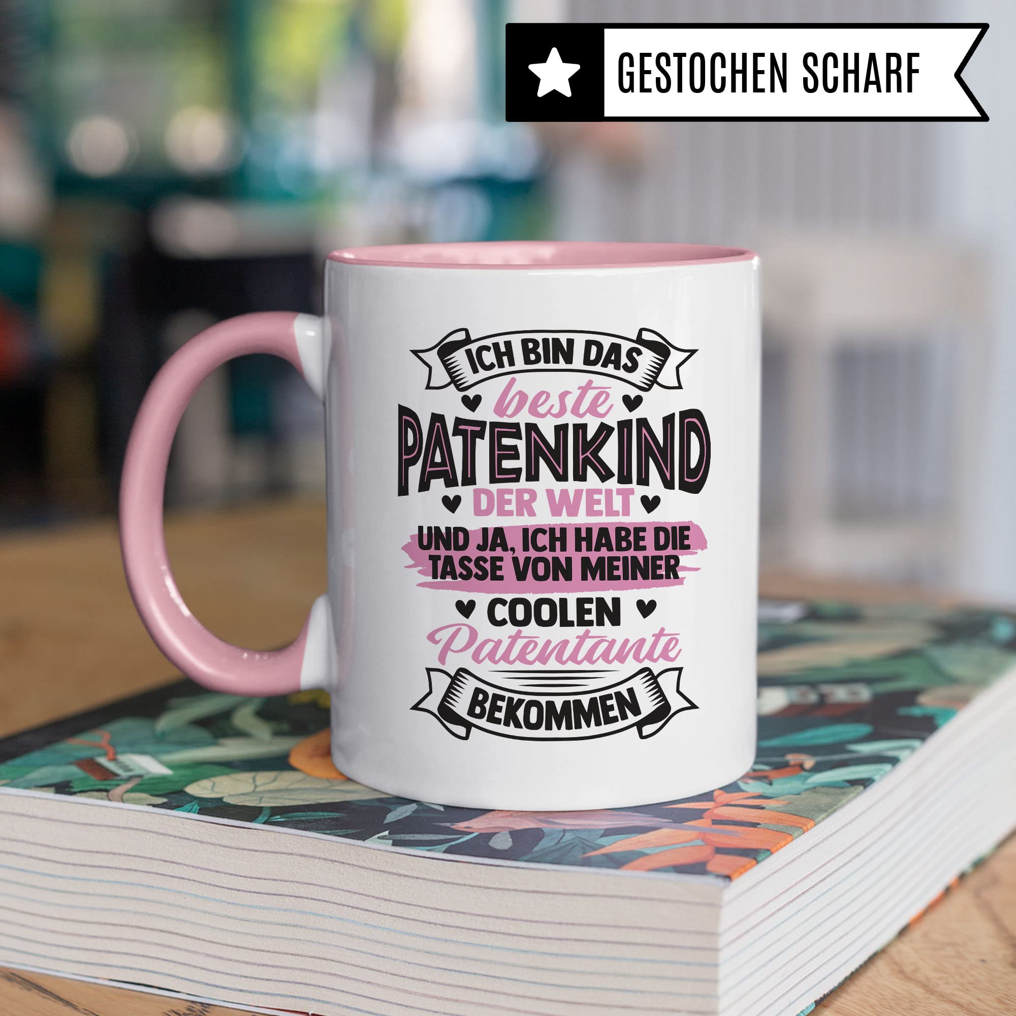 Tasse Patentante, Ich bin das beste Patenkind der Welt - und ja, Ich habe die Tasse von meiner coolen Patentante bekommen, Patenkind Geschenk lustiger Spruch Humor Witz Kaffeetasse Teetasse