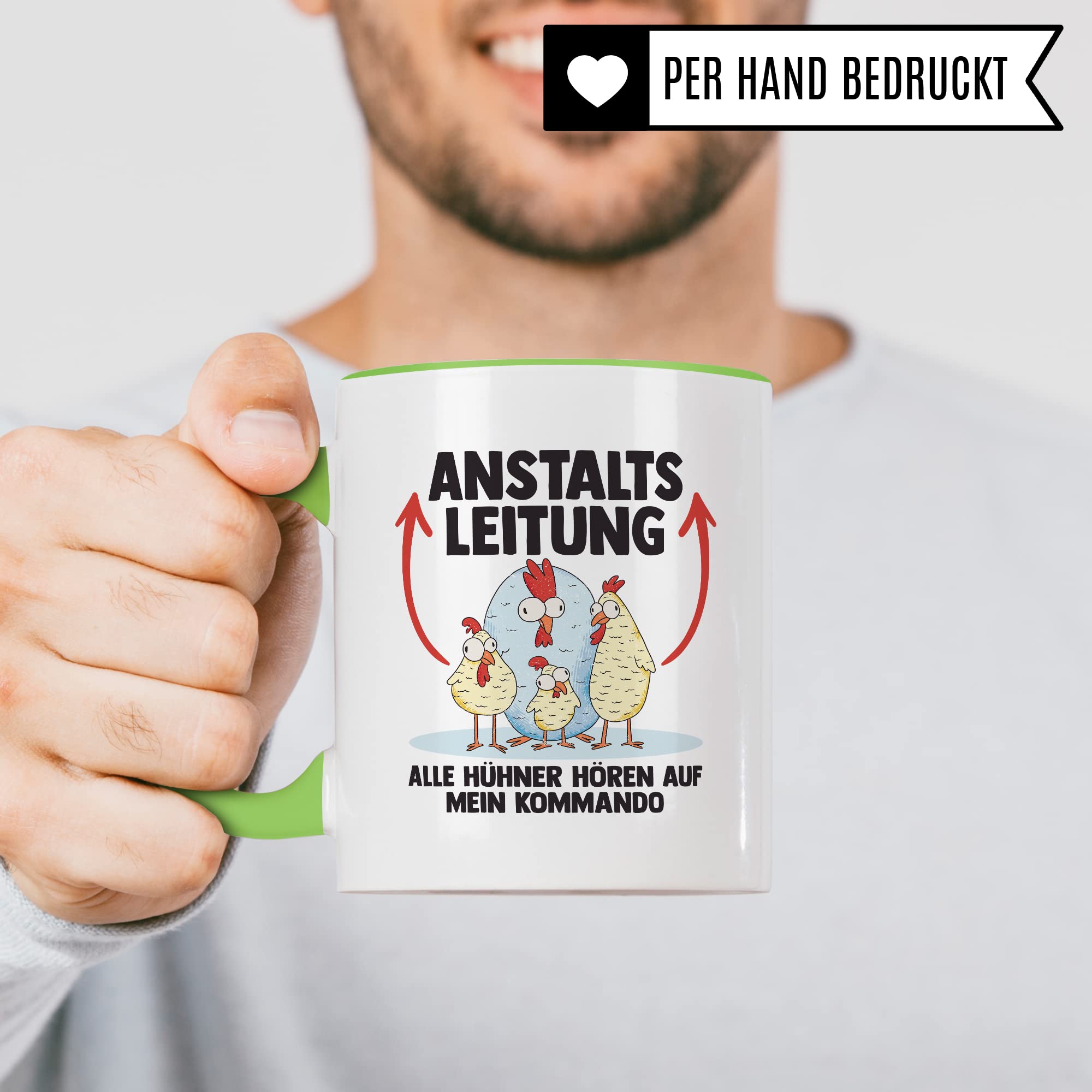 Hühner Tasse Huhn Kaffeetasse Anstaltsleitung Kaffee-Becher Hühnerhalter Geschenk Hühnerbesitzer Geschenkidee Lustig Humor Spruch